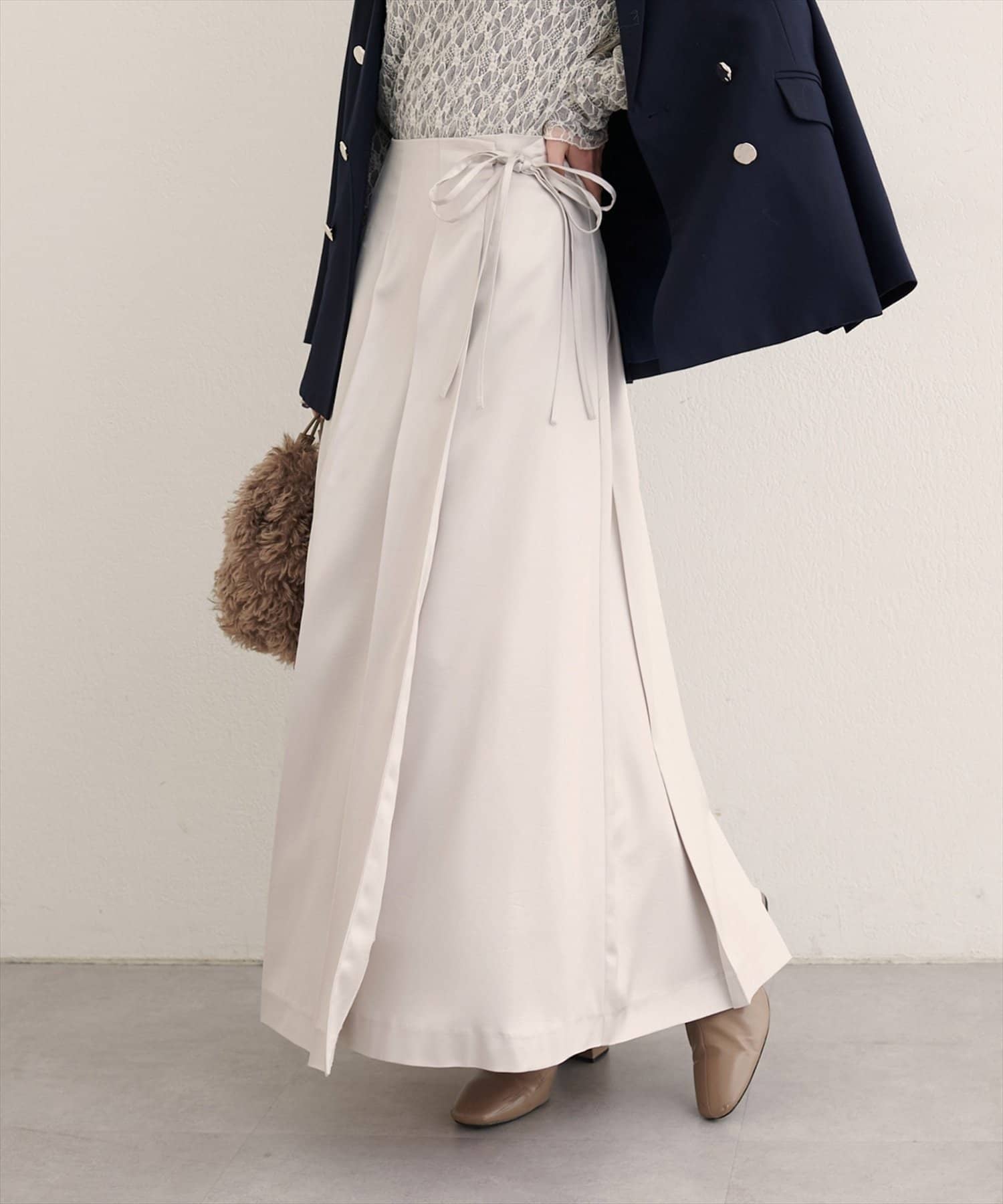 NICE CLAUP / OLIVE des OLIVE OUTLET(ナイスクラップ  / オリーブ デ オリーブ アウトレット) 【natural couture】レザータッチプリーツラップスカート