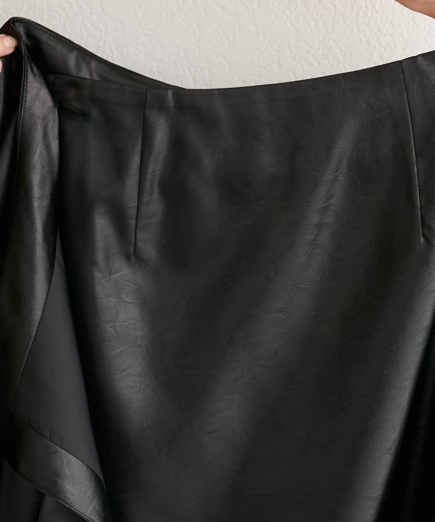 NICE CLAUP / OLIVE des OLIVE OUTLET(ナイスクラップ  / オリーブ デ オリーブ アウトレット) 【natural couture】レザータッチプリーツラップスカート