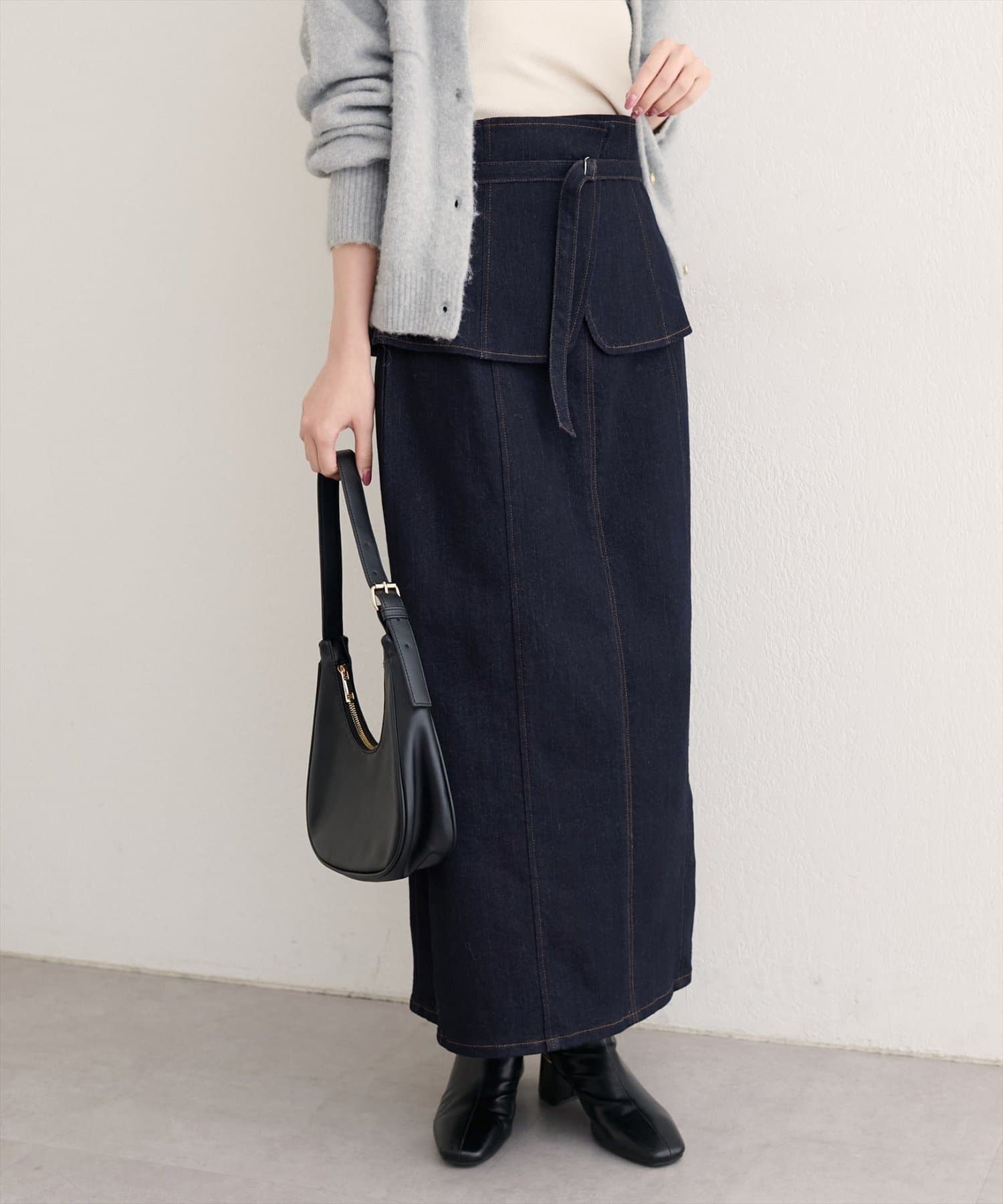 NICE CLAUP / OLIVE des OLIVE OUTLET(ナイスクラップ  / オリーブ デ オリーブ アウトレット) 【natural couture】コルセットベルトデニムスカート