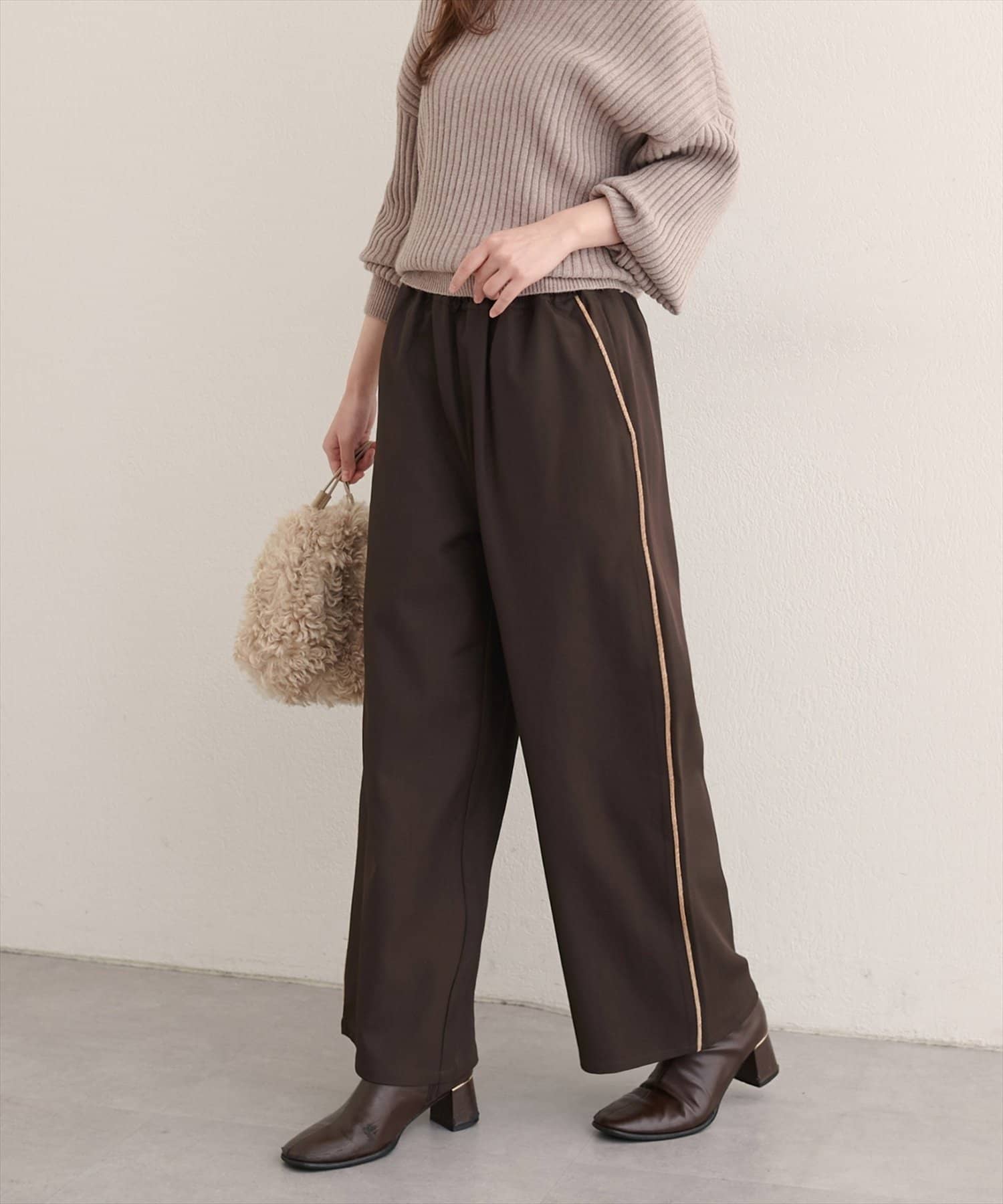 NICE CLAUP / OLIVE des OLIVE OUTLET(ナイスクラップ  / オリーブ デ オリーブ アウトレット) 【natural couture】サイドラインイージーパンツ