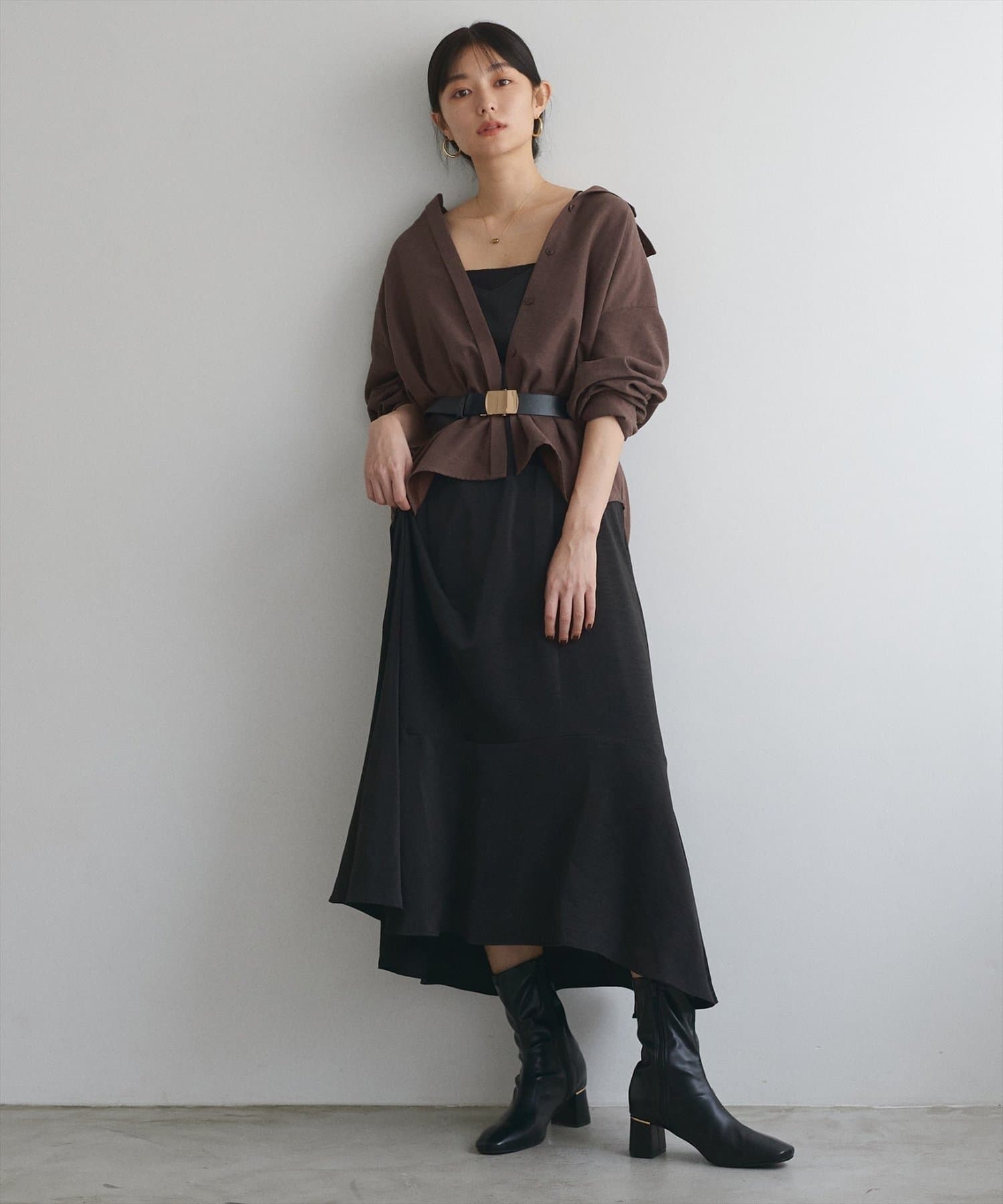 NICE CLAUP / OLIVE des OLIVE OUTLET(ナイスクラップ  / オリーブ デ オリーブ アウトレット) 【natural couture】ピーチスキンオーバーサイズシャツ