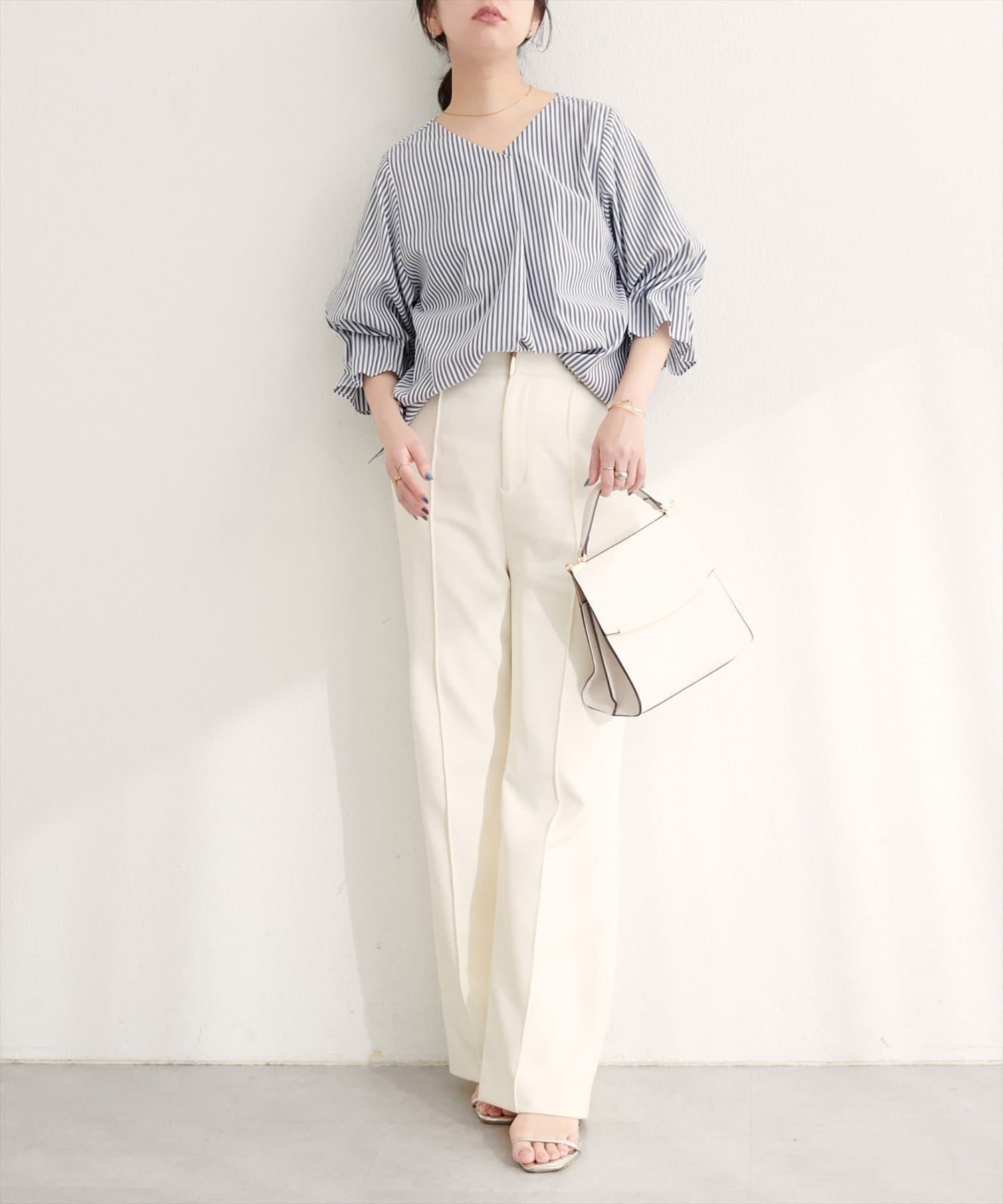 NICE CLAUP / OLIVE des OLIVE OUTLET(ナイスクラップ  / オリーブ デ オリーブ アウトレット) 【natural couture】麻レーヨンタック袖ブラウス