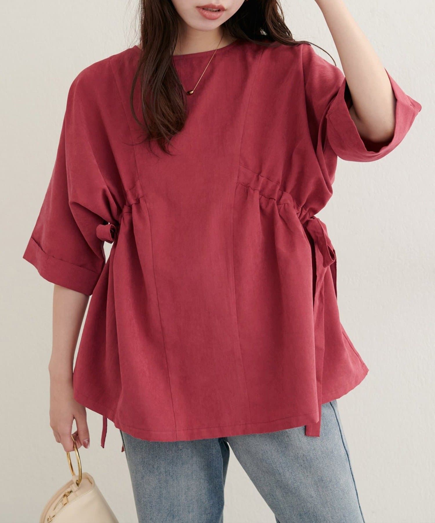 NICE CLAUP / OLIVE des OLIVE OUTLET(ナイスクラップ  / オリーブ デ オリーブ アウトレット) 【natural couture】サイドドロスト7部袖ブラウス