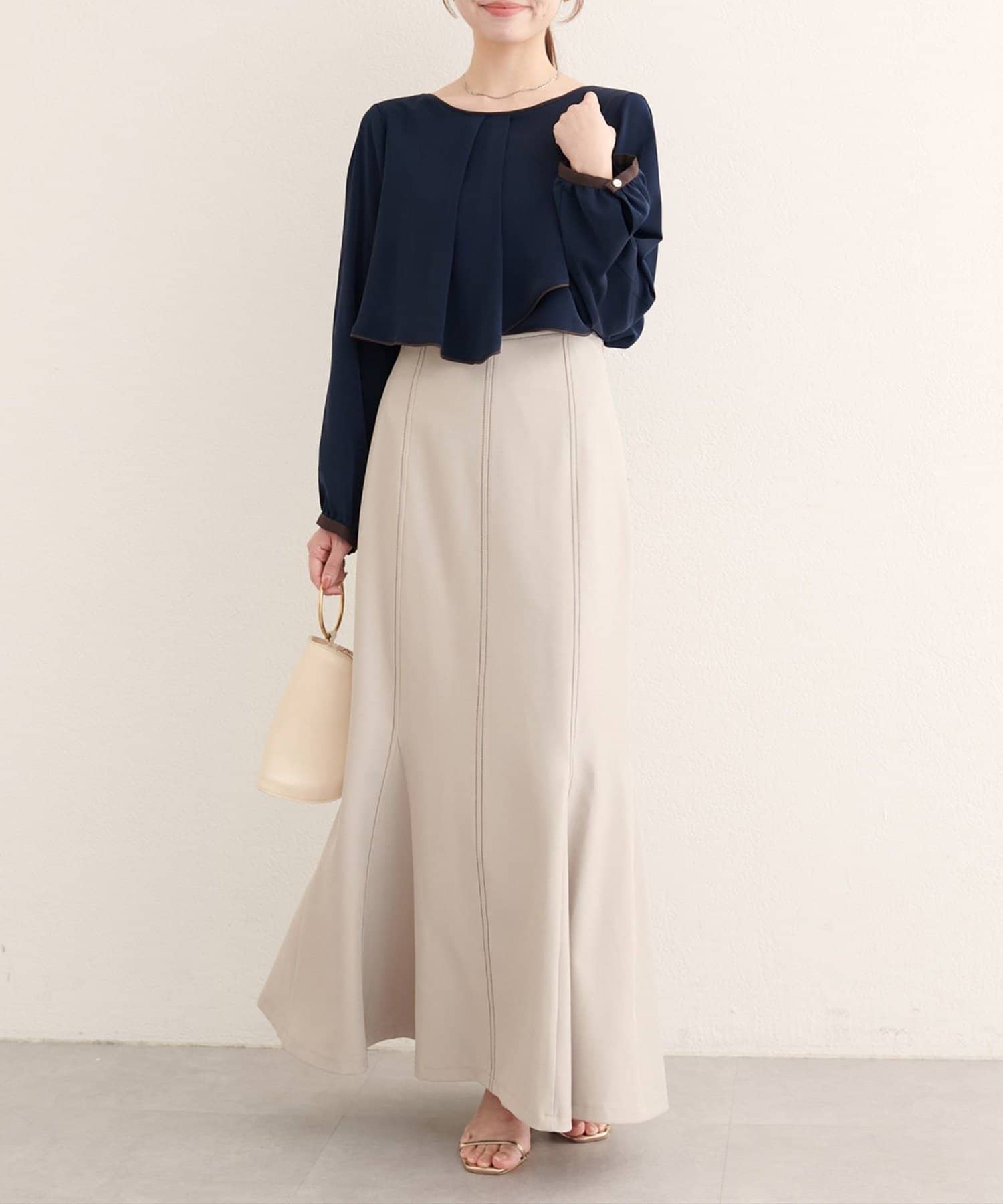 NICE CLAUP / OLIVE des OLIVE OUTLET(ナイスクラップ  / オリーブ デ オリーブ アウトレット) 【natural couture】アシメパイピングボウタイブラウス