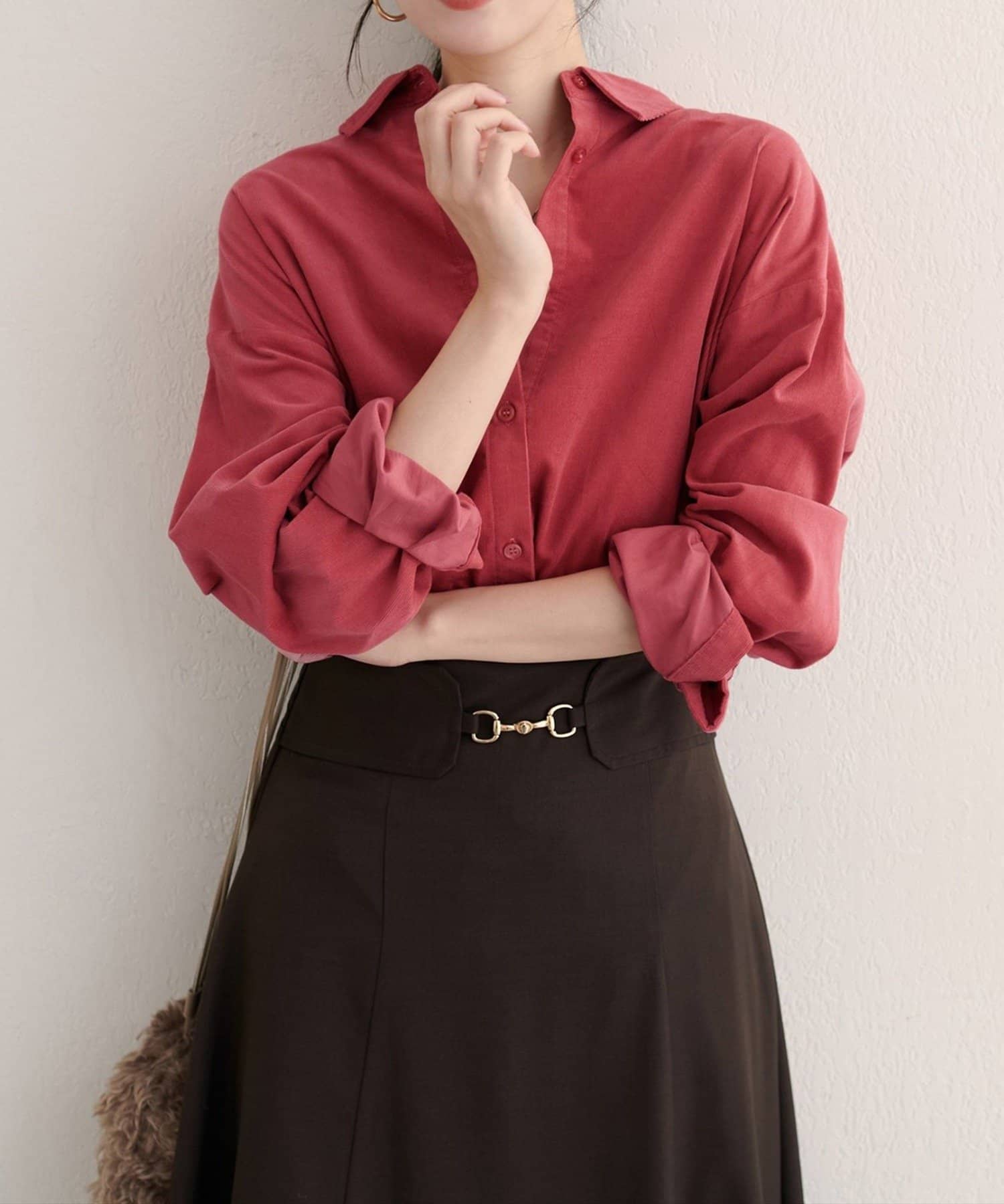 NICE CLAUP / OLIVE des OLIVE OUTLET(ナイスクラップ  / オリーブ デ オリーブ アウトレット) 【natural couture】コーデュロイオーバーサイズシャツ