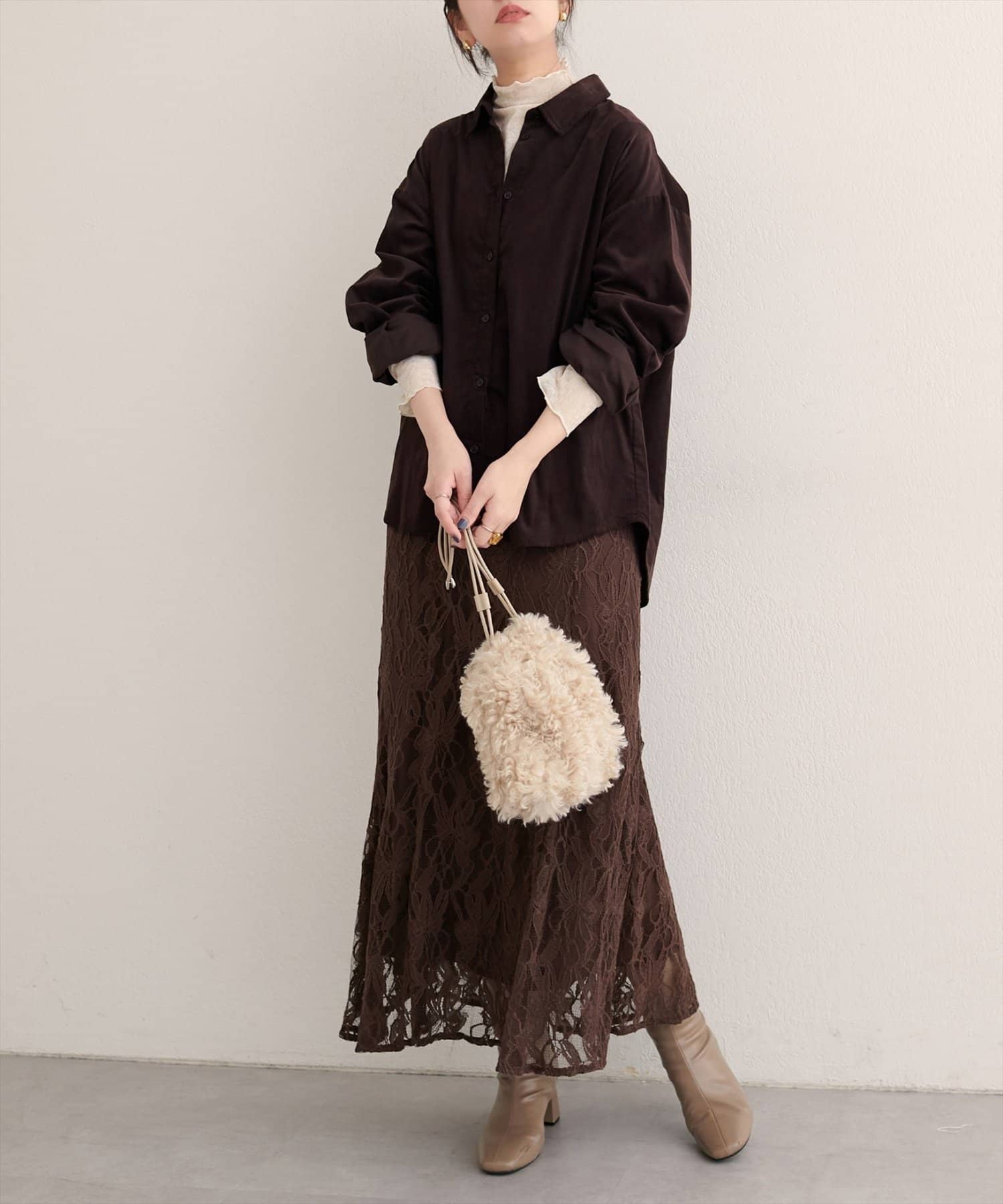 NICE CLAUP / OLIVE des OLIVE OUTLET(ナイスクラップ  / オリーブ デ オリーブ アウトレット) 【natural couture】コーデュロイオーバーサイズシャツ