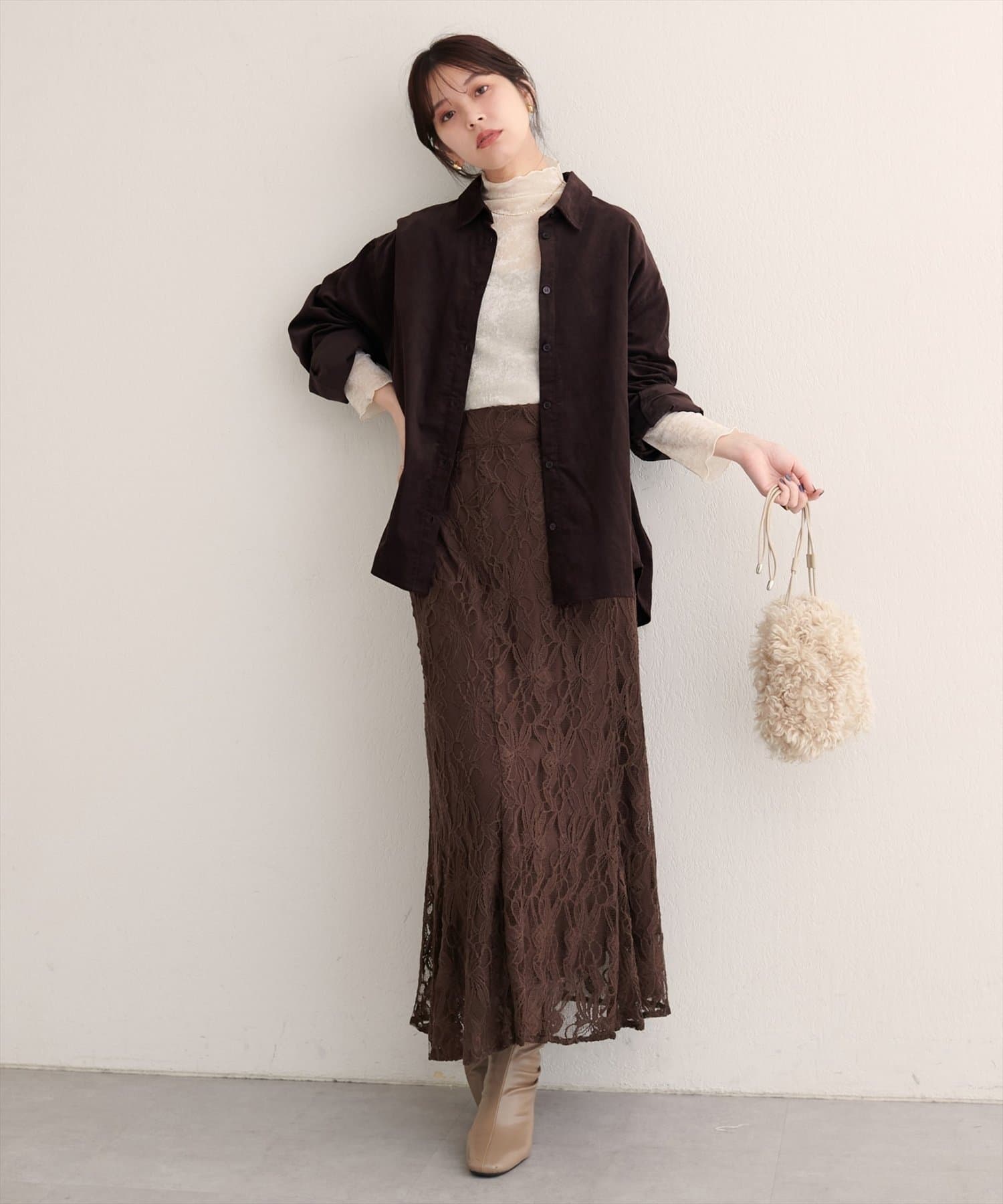 NICE CLAUP / OLIVE des OLIVE OUTLET(ナイスクラップ  / オリーブ デ オリーブ アウトレット) 【natural couture】コーデュロイオーバーサイズシャツ