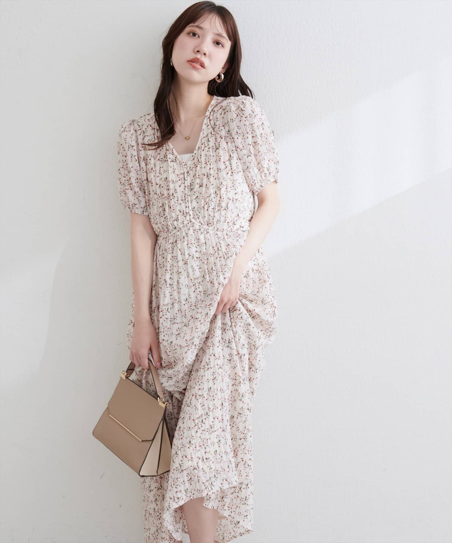 NICE CLAUP / OLIVE des OLIVE OUTLET(ナイスクラップ  / オリーブ デ オリーブ アウトレット) 【natural couture】コード切り替えギャザーワンピース