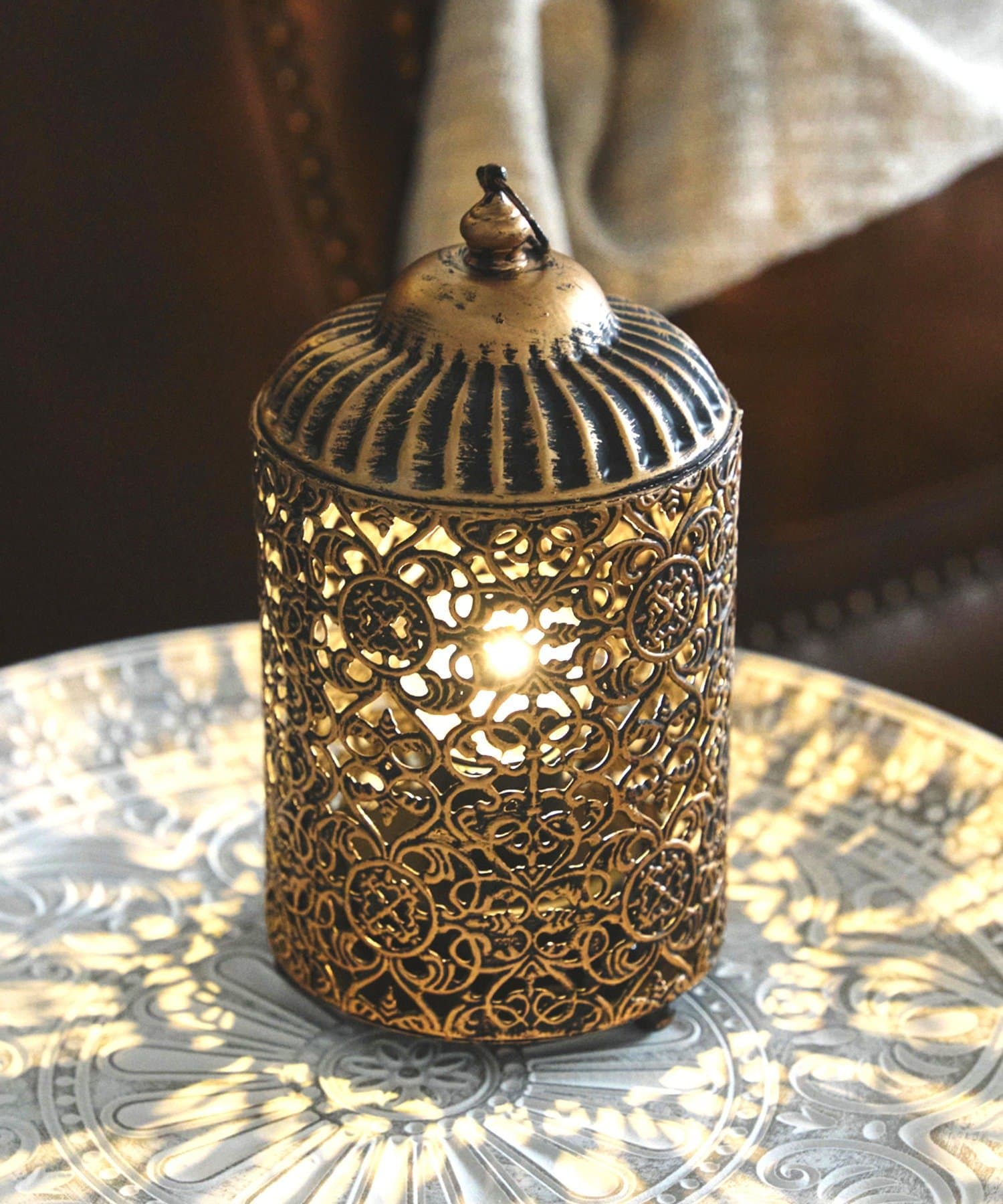 salut!(サリュ) 《WEB限定再入荷》アンティーク透かしLEDランタン/フレンチモロッコ