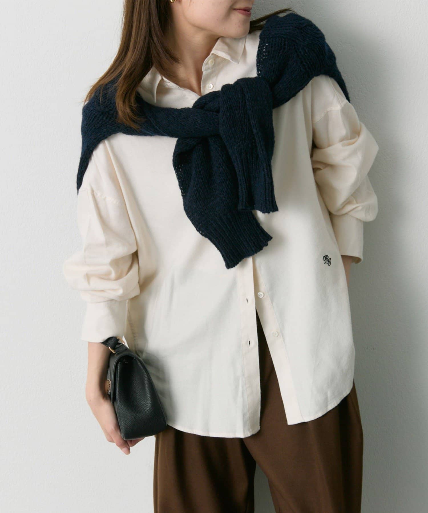 PUAL CE CIN(ピュアルセシン) 起毛オーバーシャツブラウス