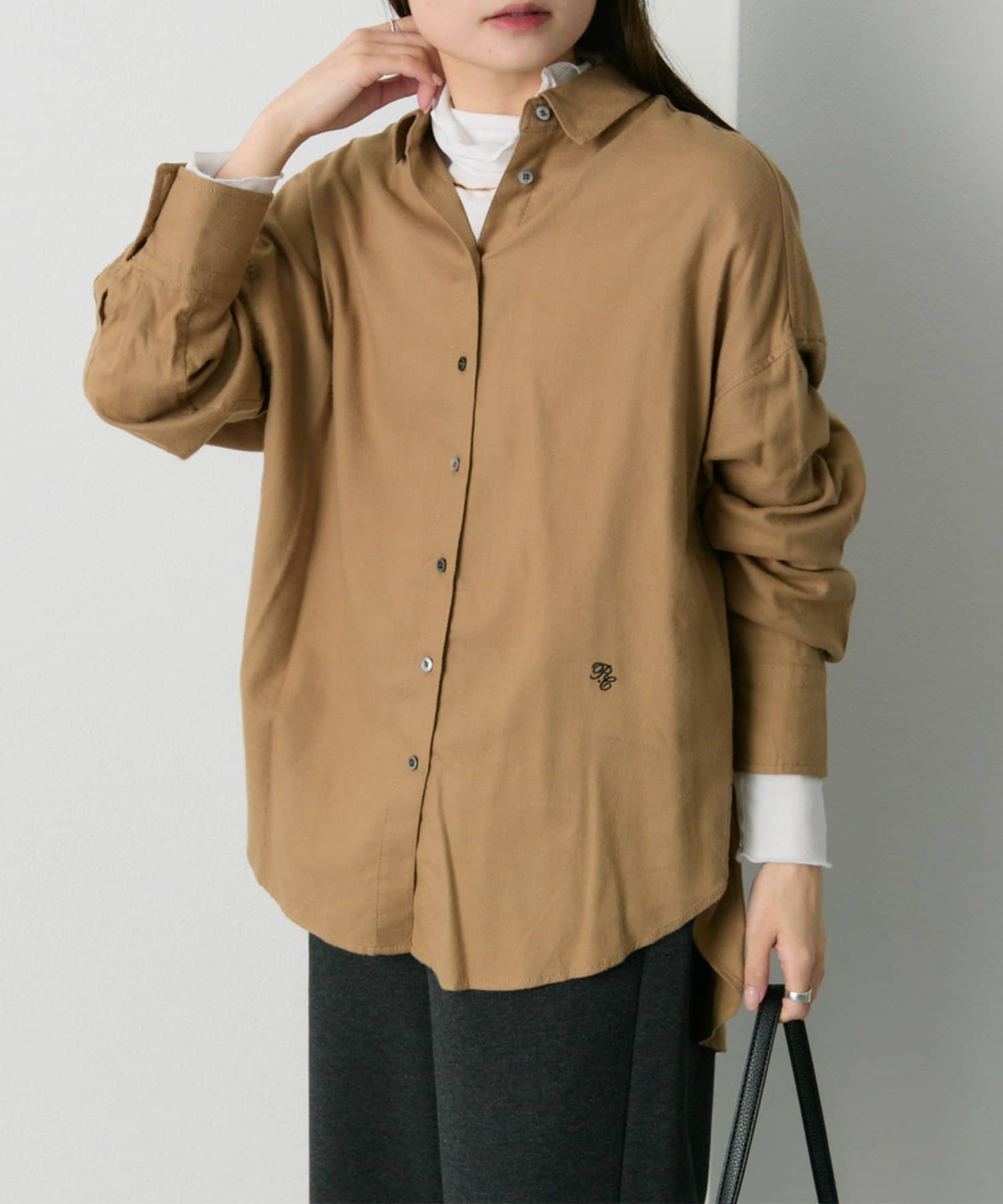 PUAL CE CIN(ピュアルセシン) 起毛オーバーシャツブラウス