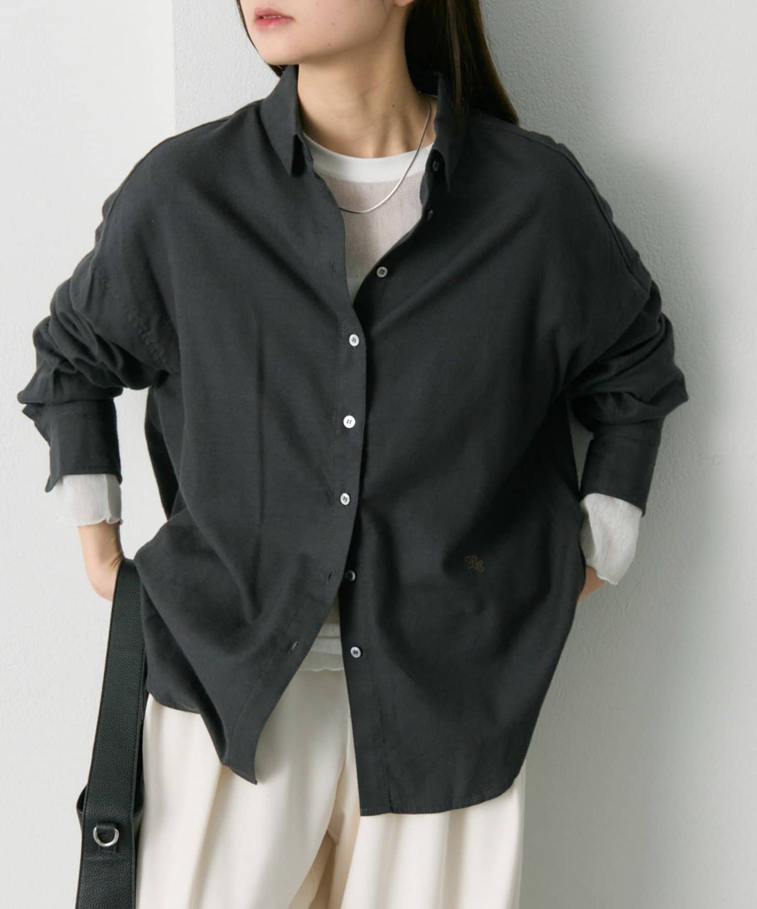 PUAL CE CIN(ピュアルセシン) 起毛オーバーシャツブラウス