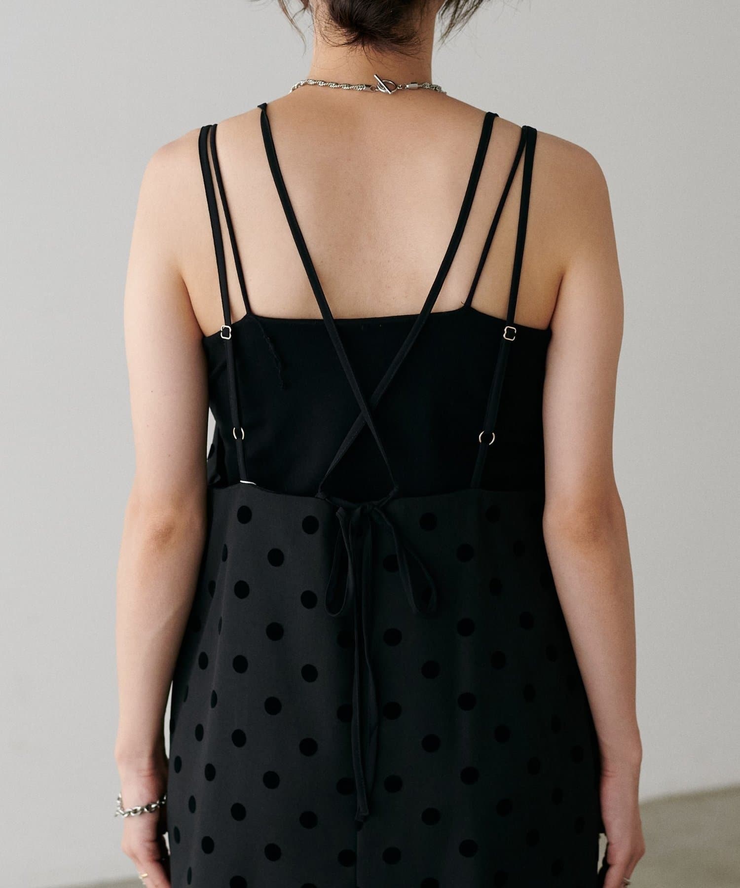 NICE CLAUP / OLIVE des OLIVE OUTLET(ナイスクラップ  / オリーブ デ オリーブ アウトレット) 【LARUTA】ツイルフロッキードットキャミワンピース