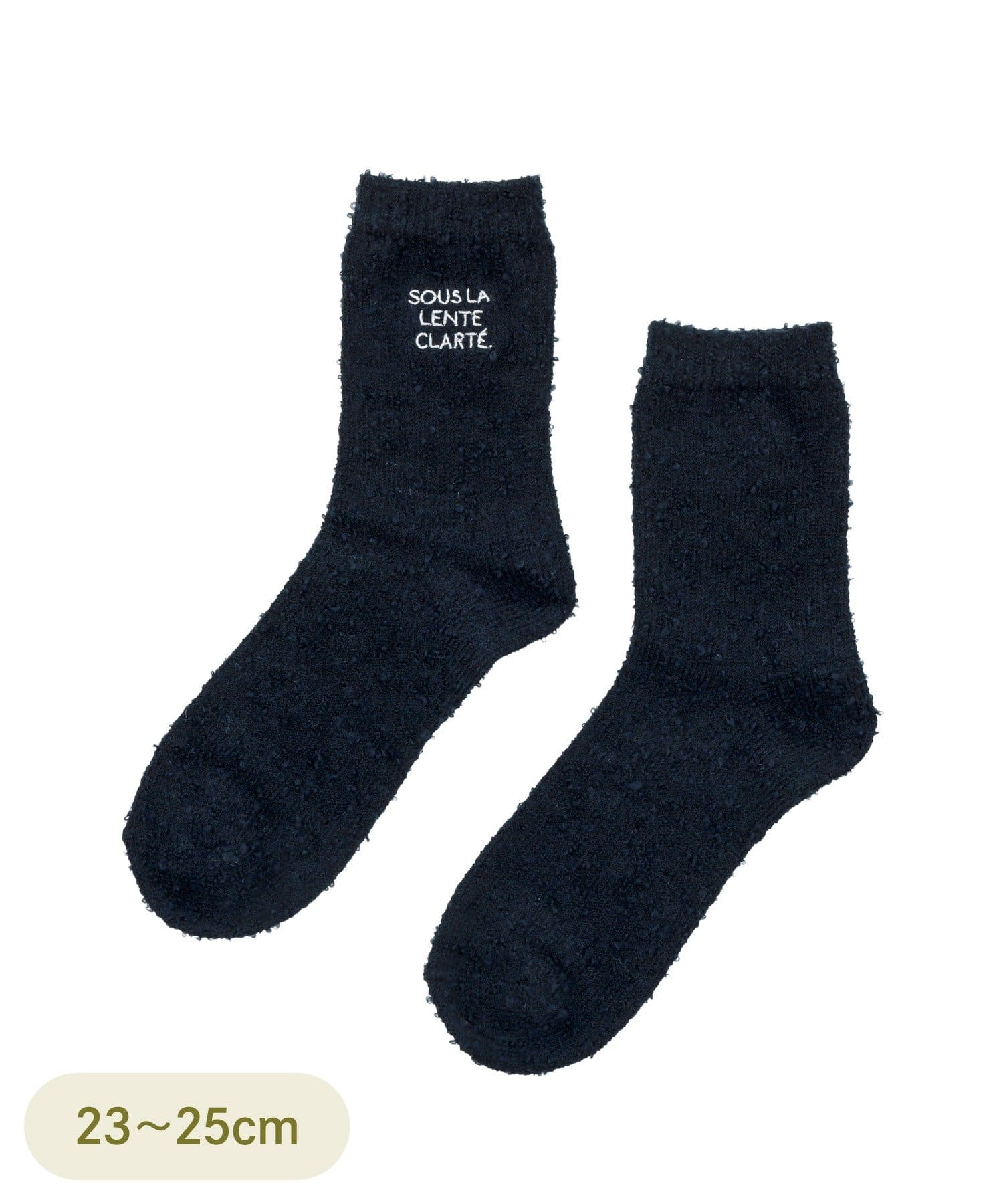 3COINS(スリーコインズ) ウール混ブークレロゴ刺繍ソックス