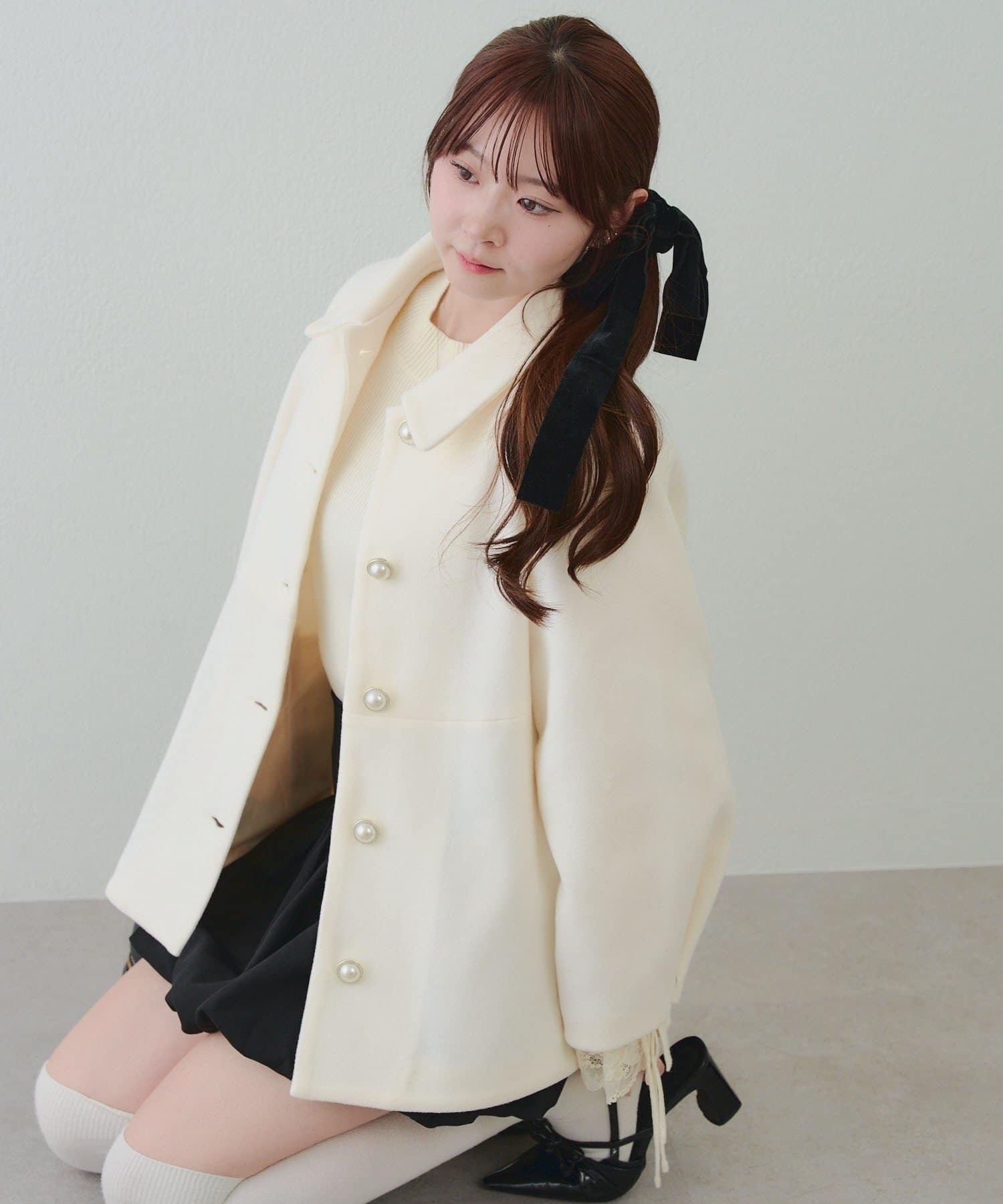 NICE CLAUP / OLIVE des OLIVE OUTLET(ナイスクラップ  / オリーブ デ オリーブ アウトレット) ミドル丈ペプラムコート