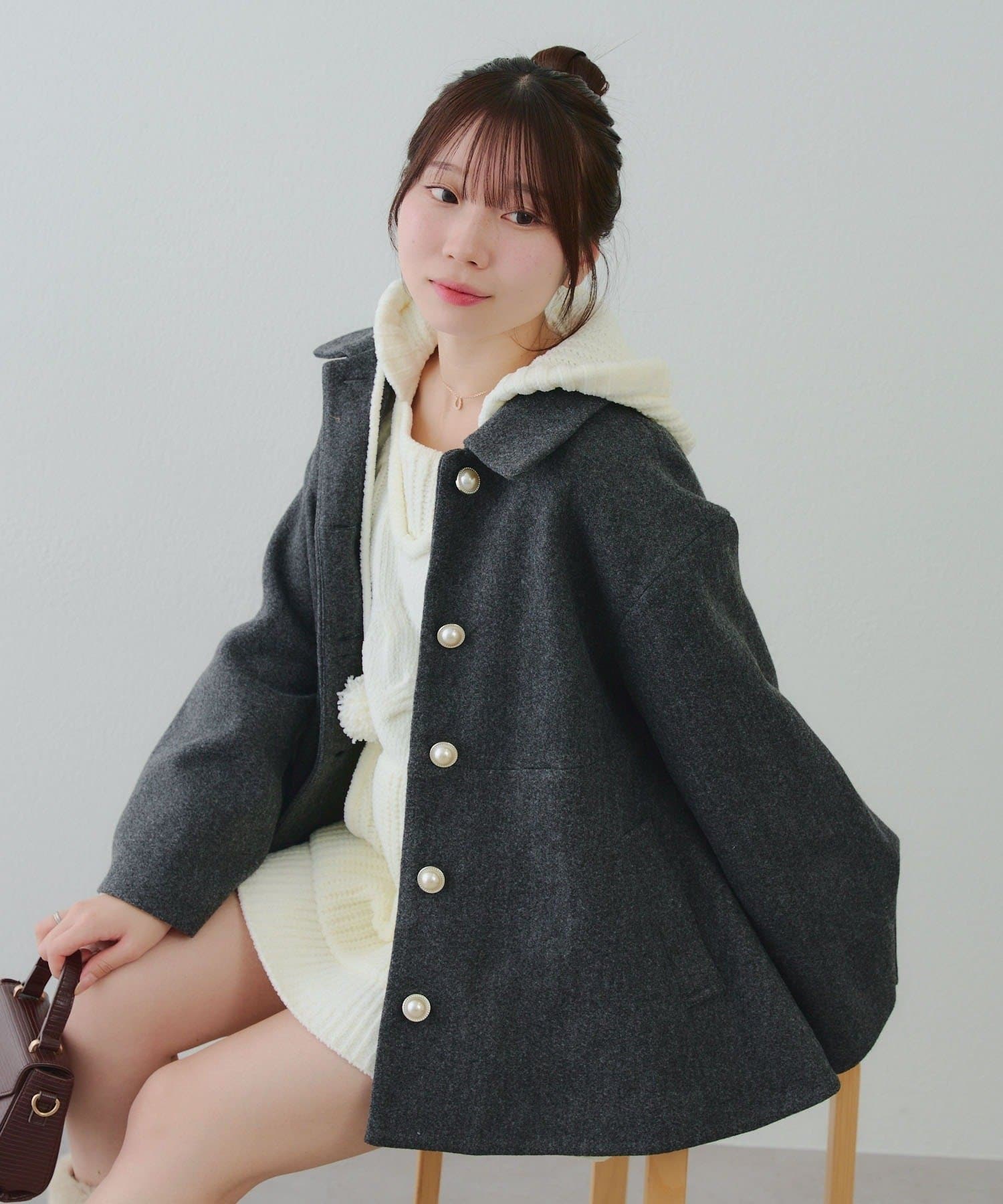 NICE CLAUP / OLIVE des OLIVE OUTLET(ナイスクラップ  / オリーブ デ オリーブ アウトレット) ミドル丈ペプラムコート