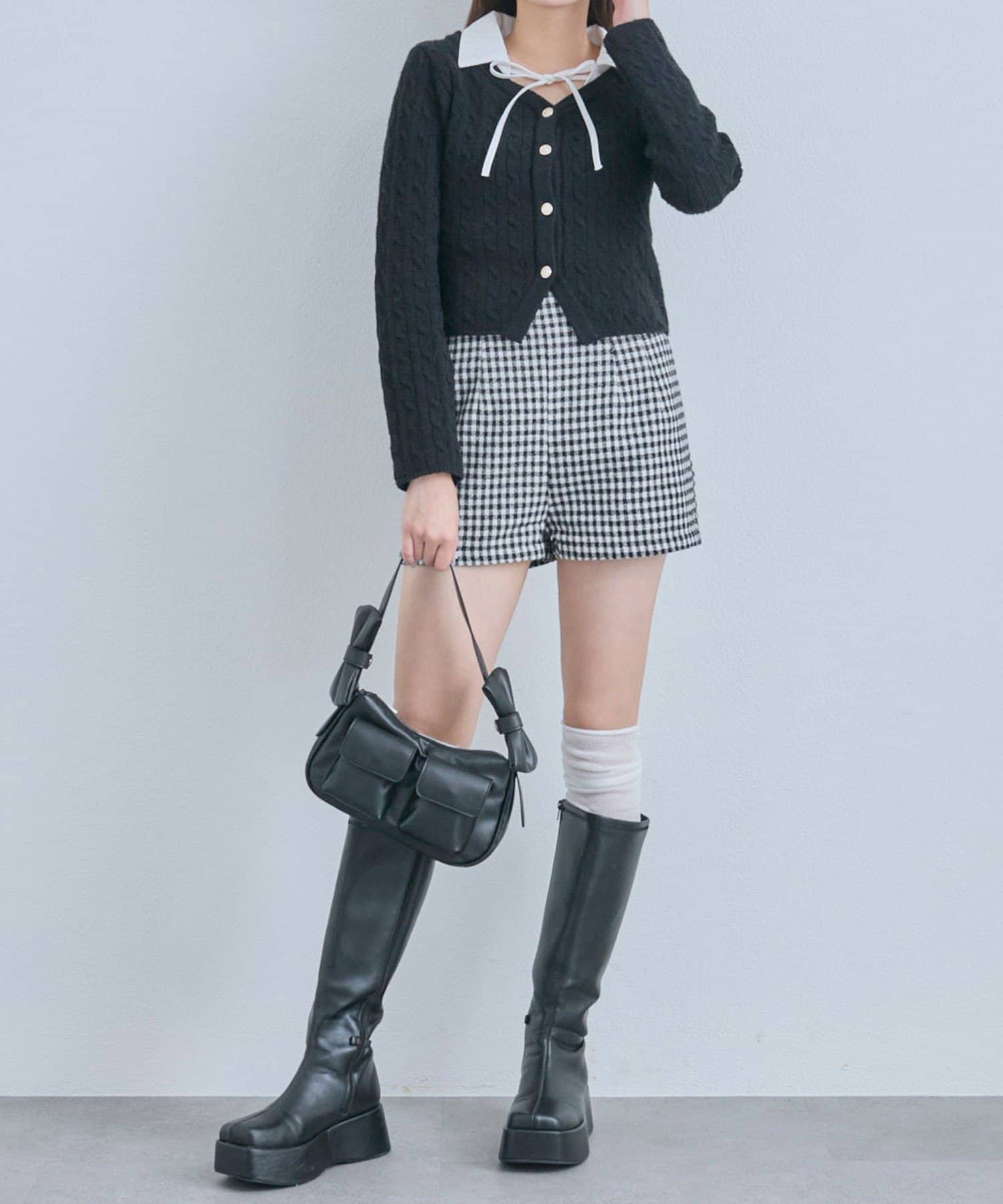 OLIVE des OLIVE(オリーブ デ オリーブ) 金ボタンレイヤードニット