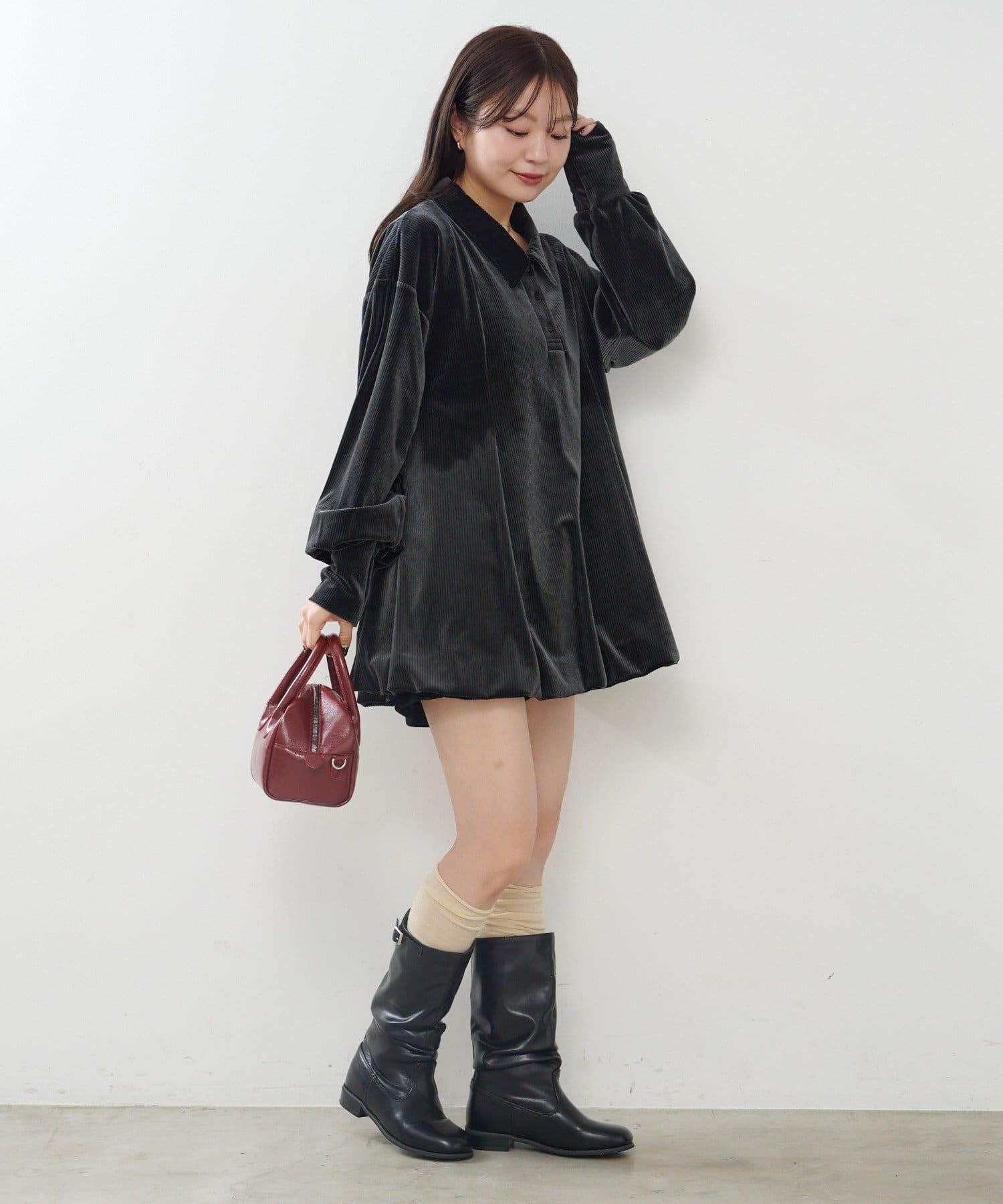 Kastane(カスタネ) 針抜きベロアバルーンミニワンピース