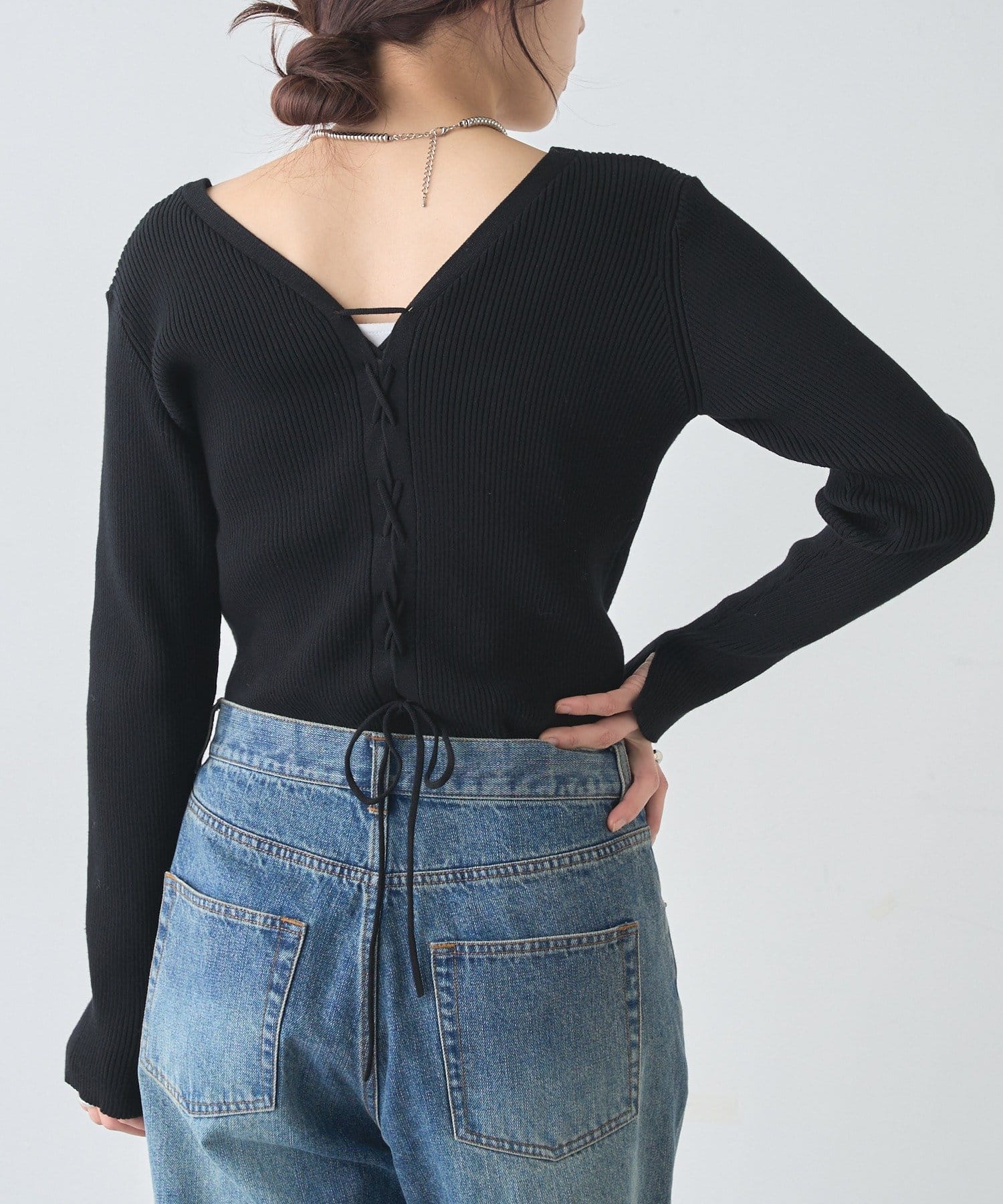 SHENERY(シーナリー) 【前後２WAY仕様】レースアップニット