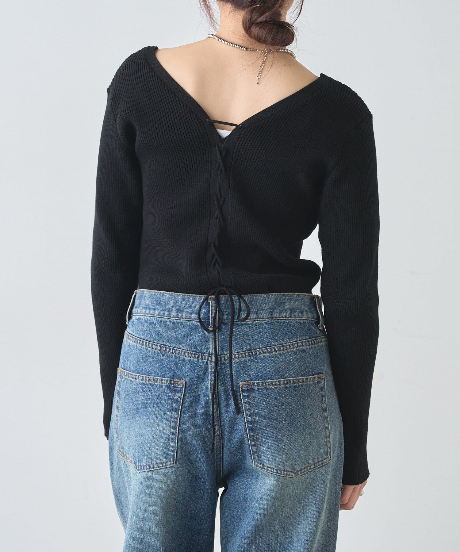 SHENERY(シーナリー) 【前後２WAY仕様】レースアップニット