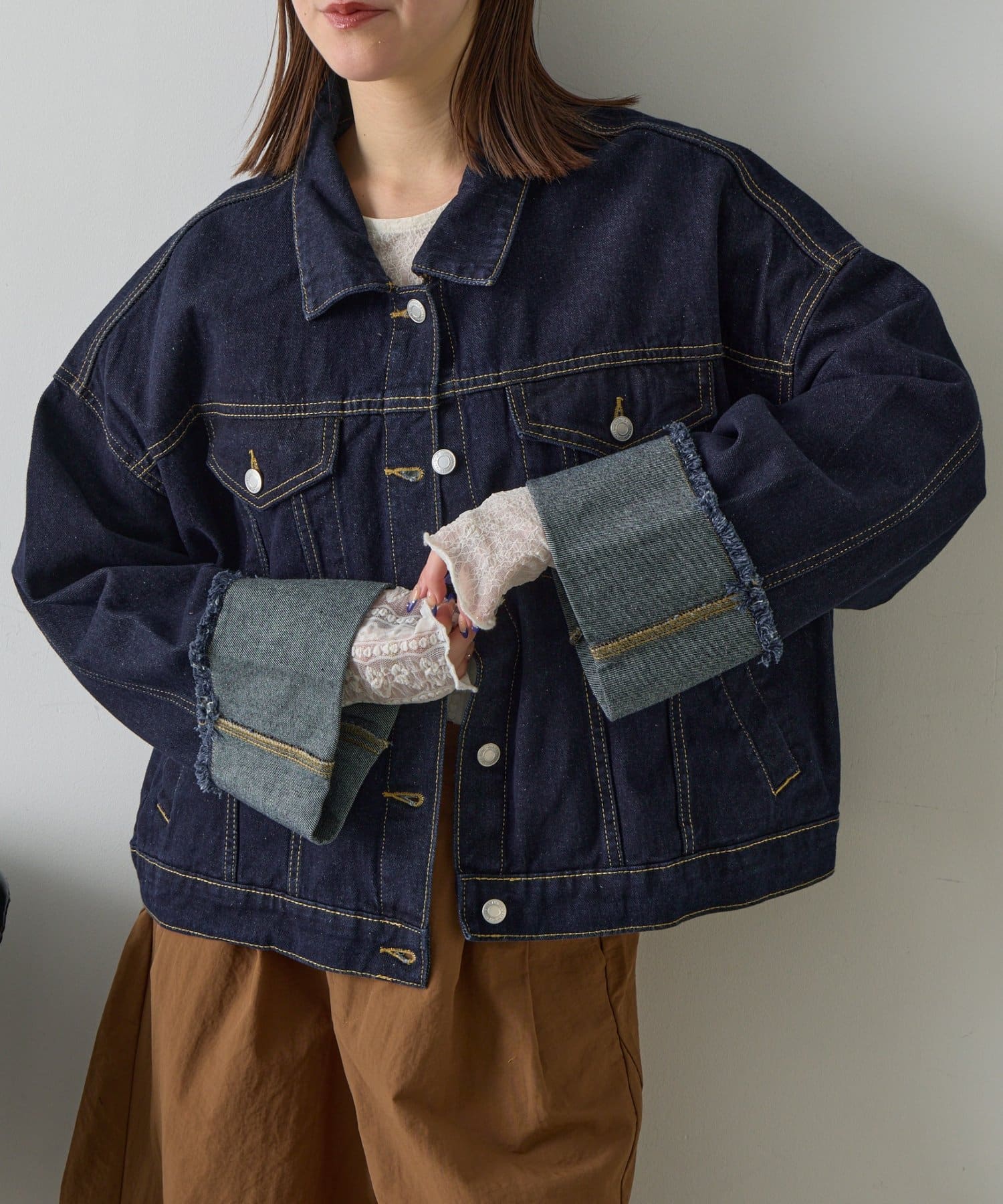 -goocy-(グーシー) 【目を惹く主役級デニム！】ワイドスリーブGジャン