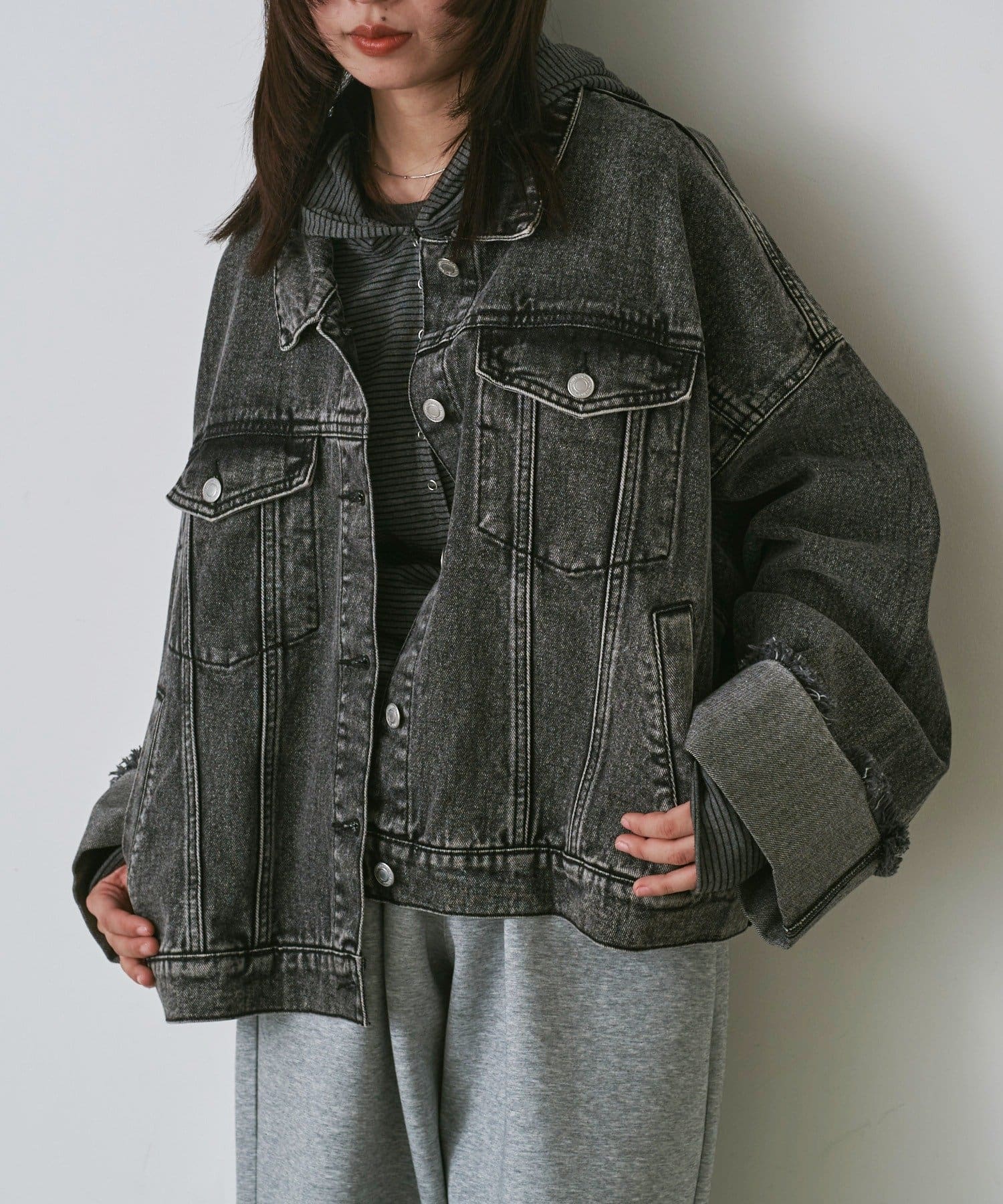 -goocy-(グーシー) 【目を惹く主役級デニム！】ワイドスリーブGジャン