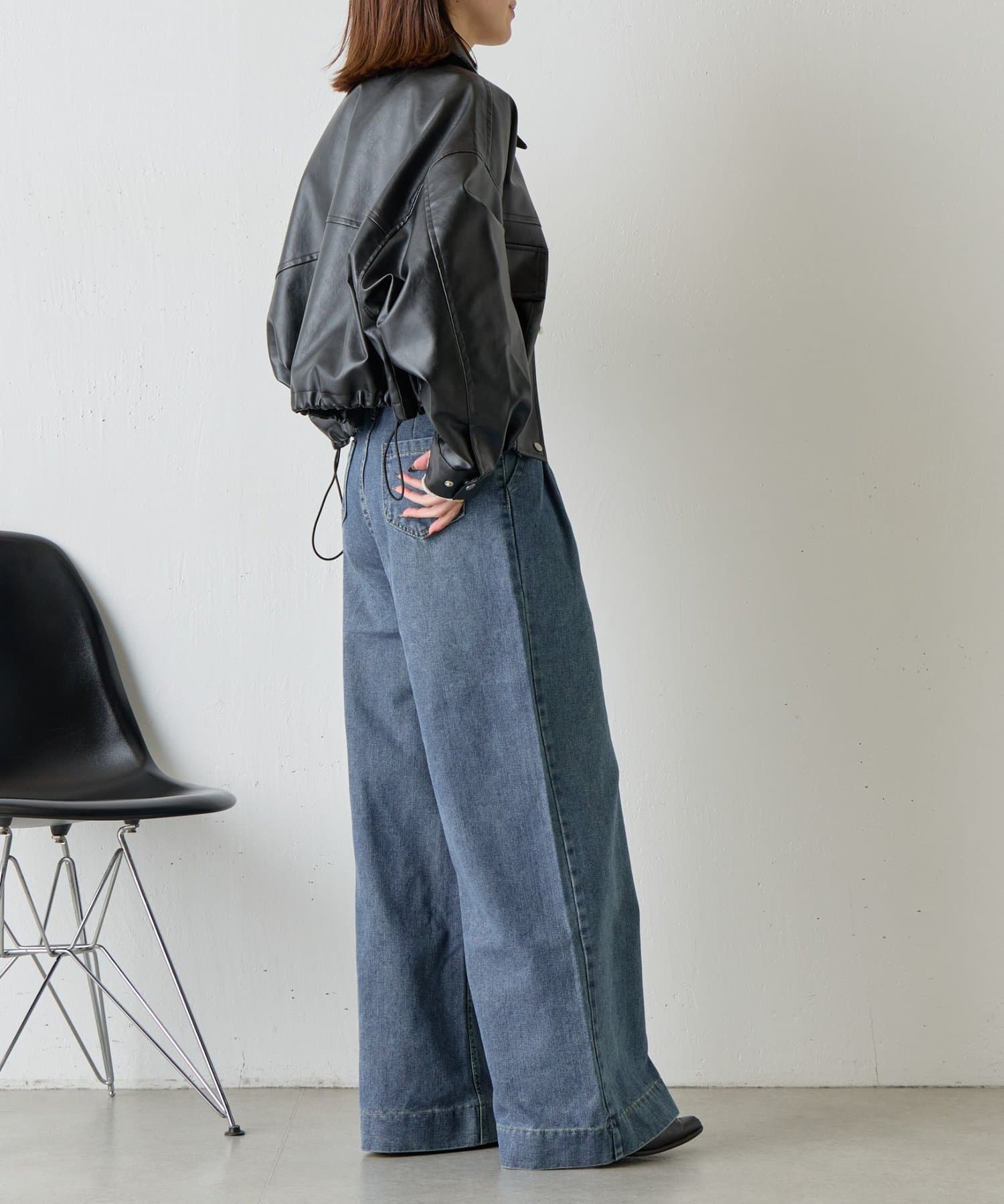 -goocy-(グーシー) 【スタンドネック仕様に◎】2WAYカラー合皮ブルゾン