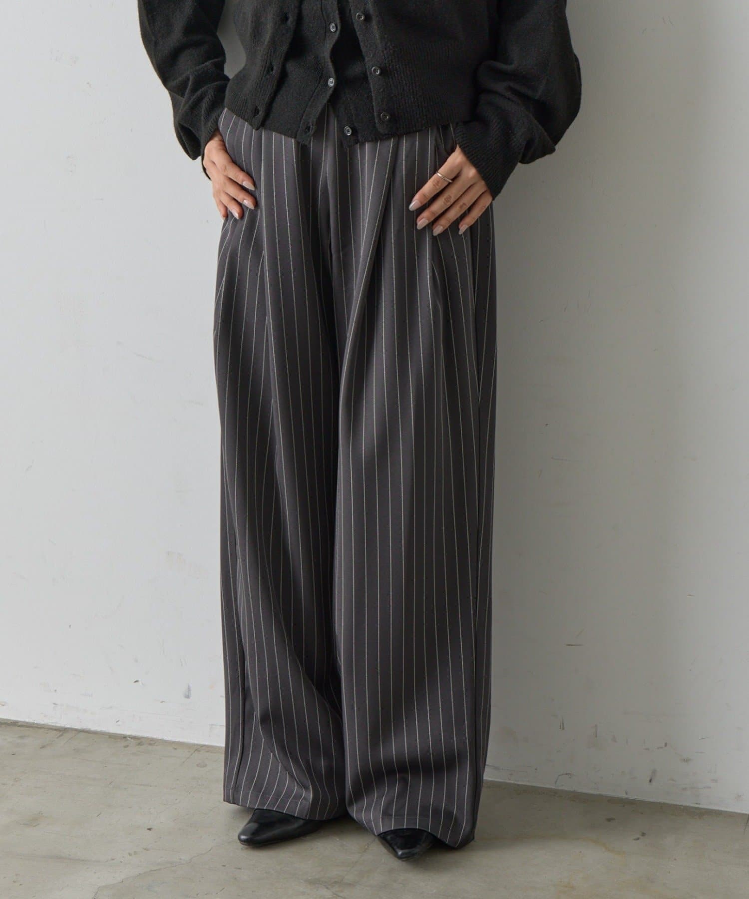 -goocy-(グーシー) 【ロングシーズン着用可能！】ストライプツータックパンツ