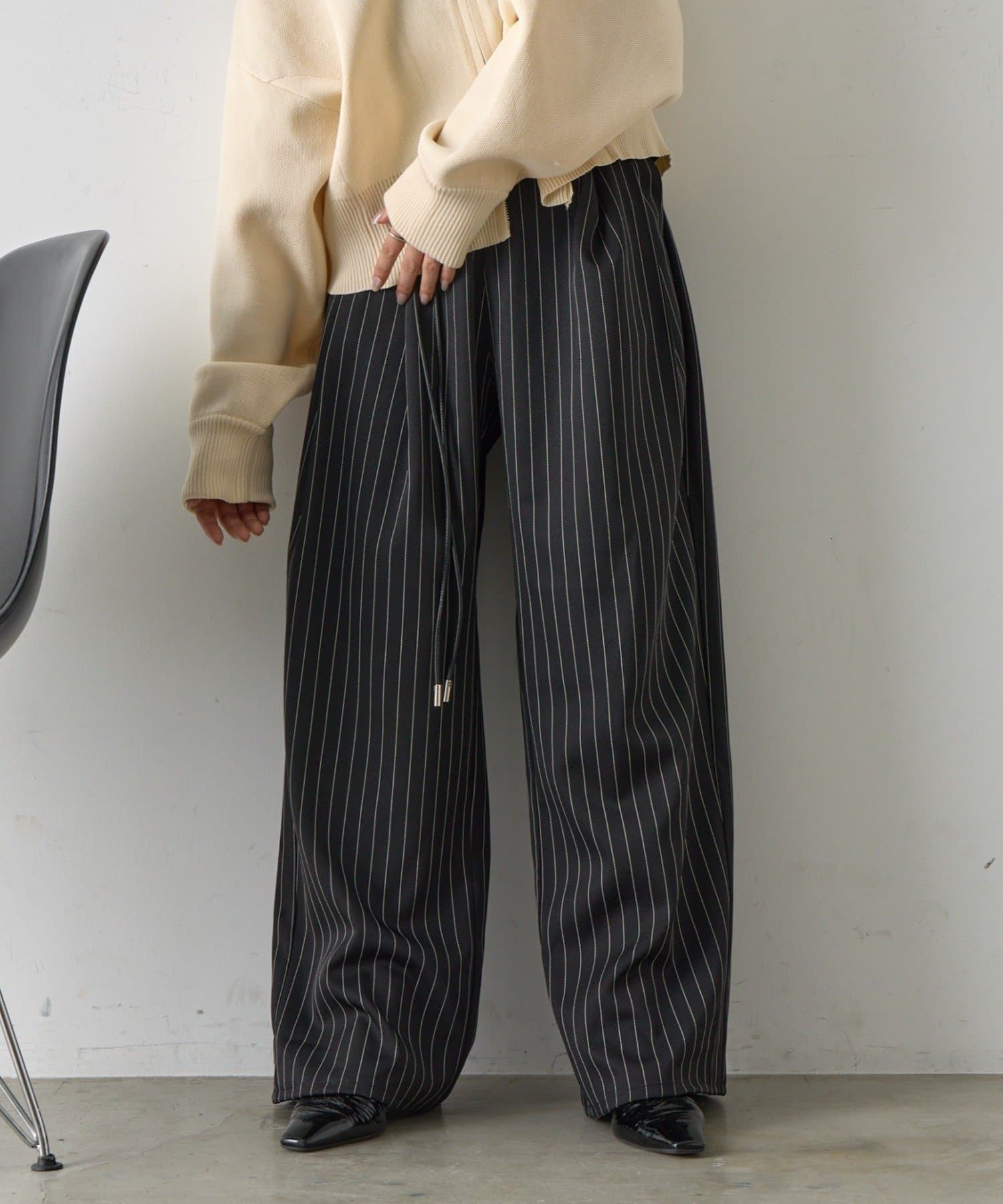 -goocy-(グーシー) 【ロングシーズン着用可能！】ストライプツータックパンツ