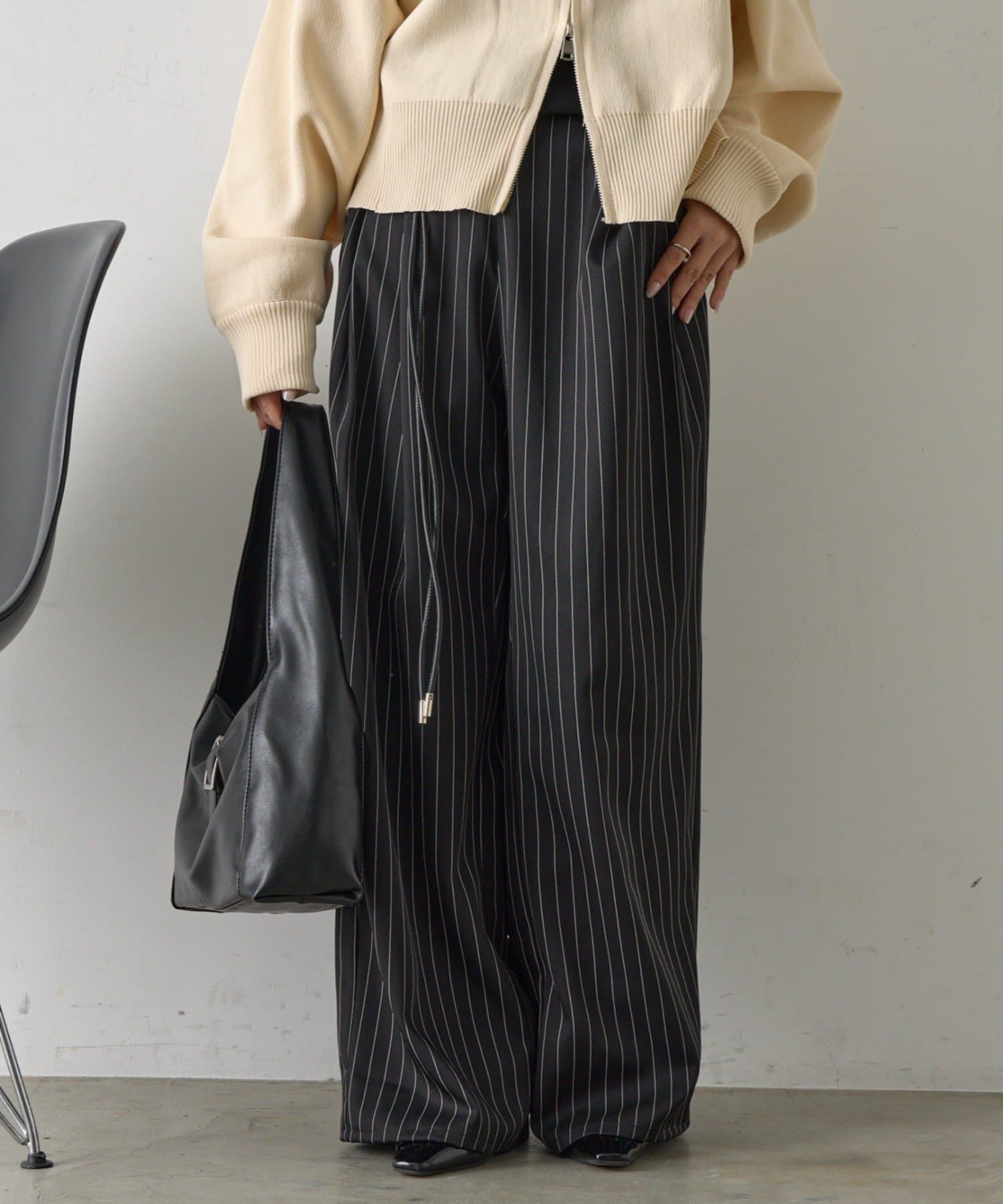 -goocy-(グーシー) 【ロングシーズン着用可能！】ストライプツータックパンツ