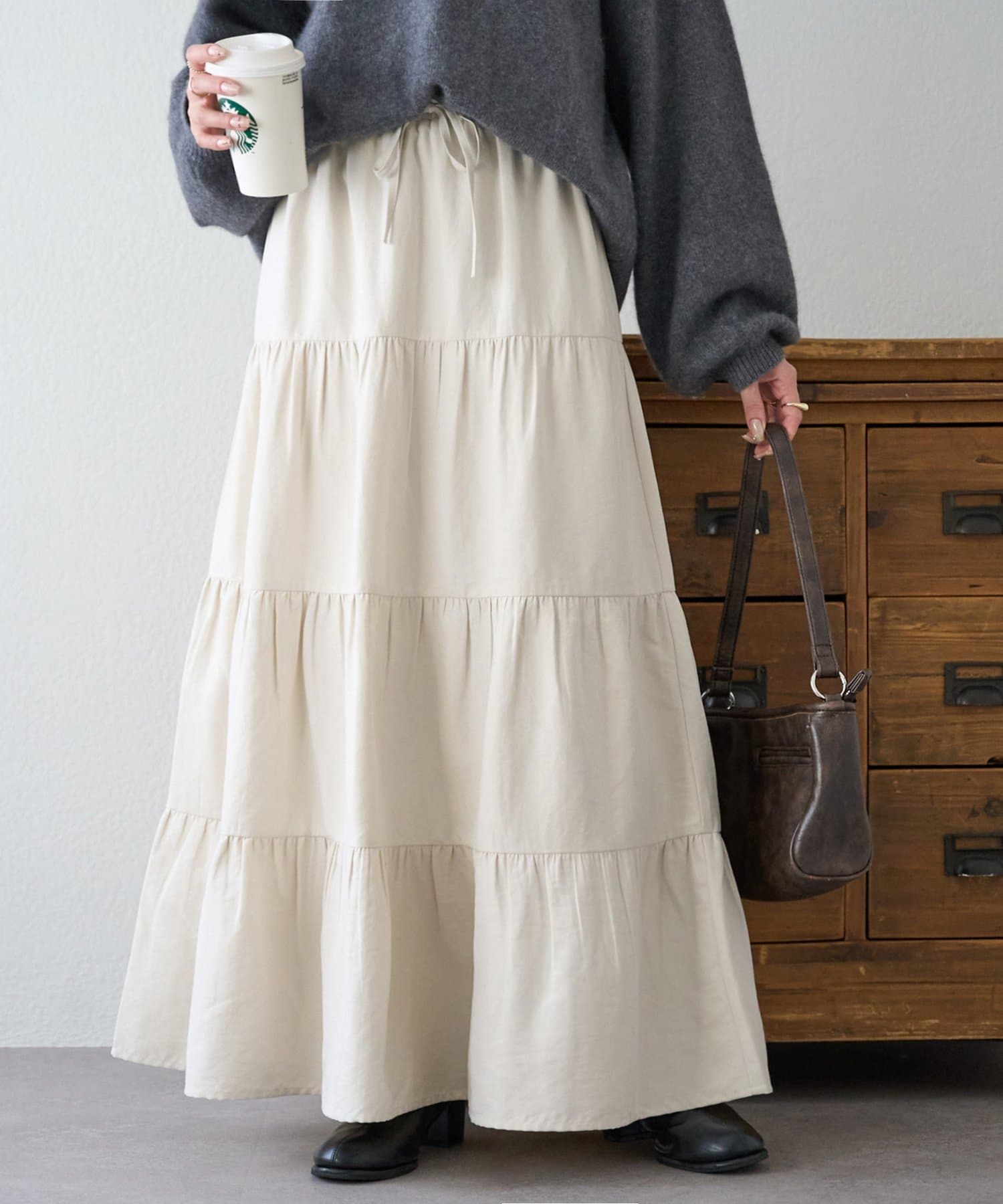 DISCOAT(ディスコート) 12/26(金) 10:00 ～ 1/5(月) 10:00まで【SELECT HAPPY BAG】ピーチ起毛ティアードスカート