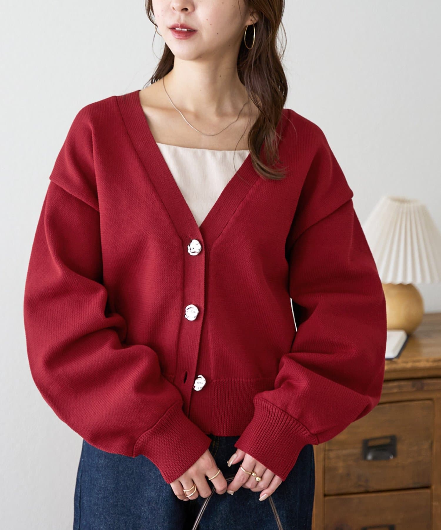 DISCOAT(ディスコート) 12/26(金) 10:00 ～ 1/5(月) 10:00まで【SELECT HAPPY BAG】スポンディッシュメタル釦Vカーディガン