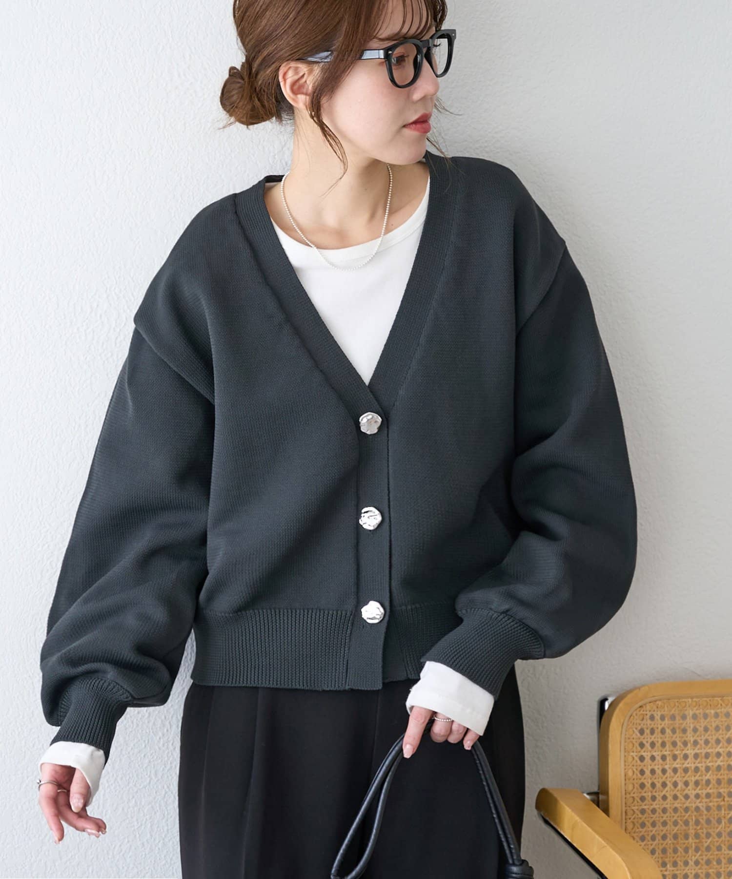 DISCOAT(ディスコート) 12/26(金) 10:00 ～ 1/5(月) 10:00まで【SELECT HAPPY BAG】スポンディッシュメタル釦Vカーディガン