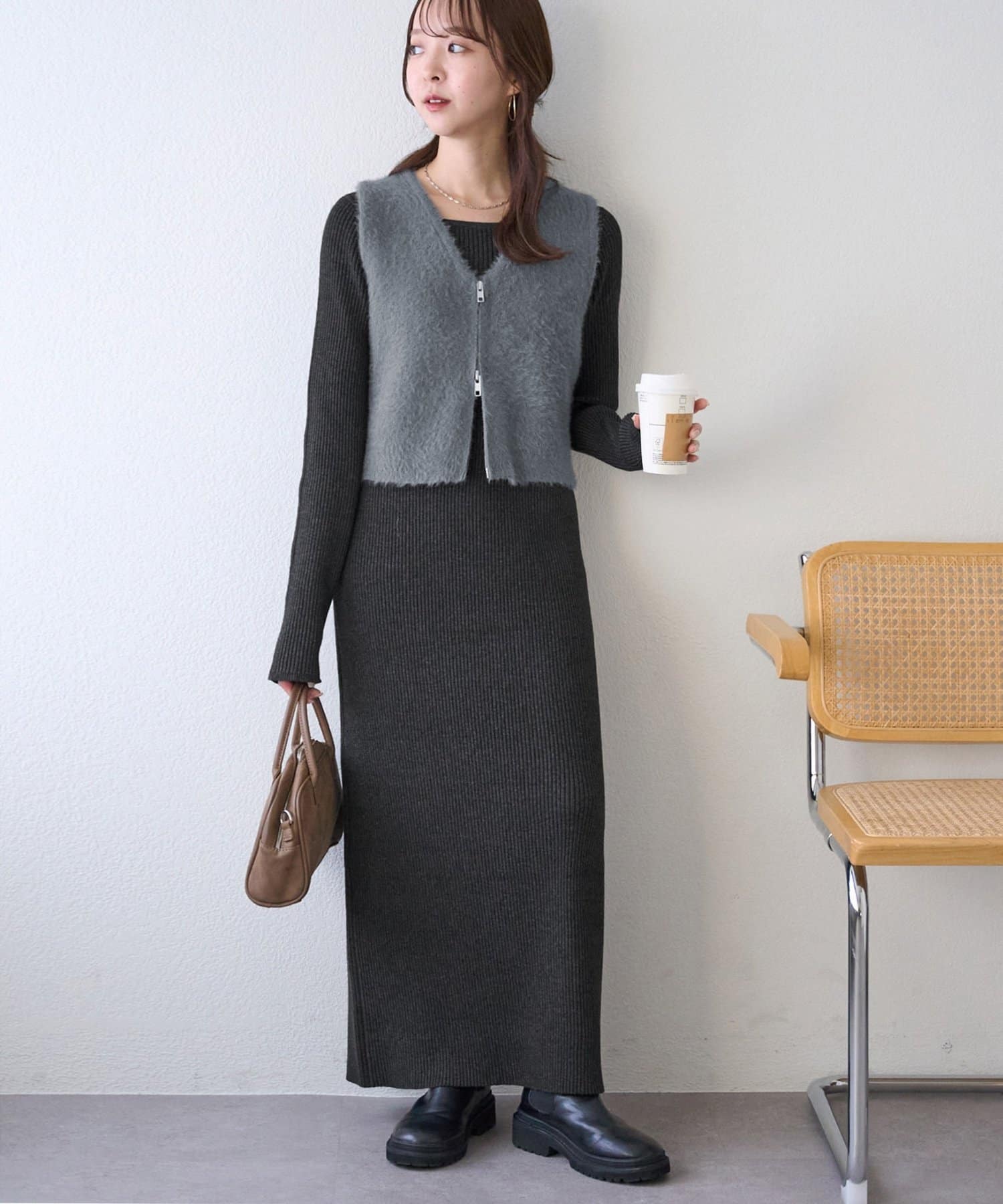 DISCOAT(ディスコート) 12/26(金) 10:00 ～1/5(月) 10:00まで【SELECT HAPPY BAG】ベスト付リブニットワンピース