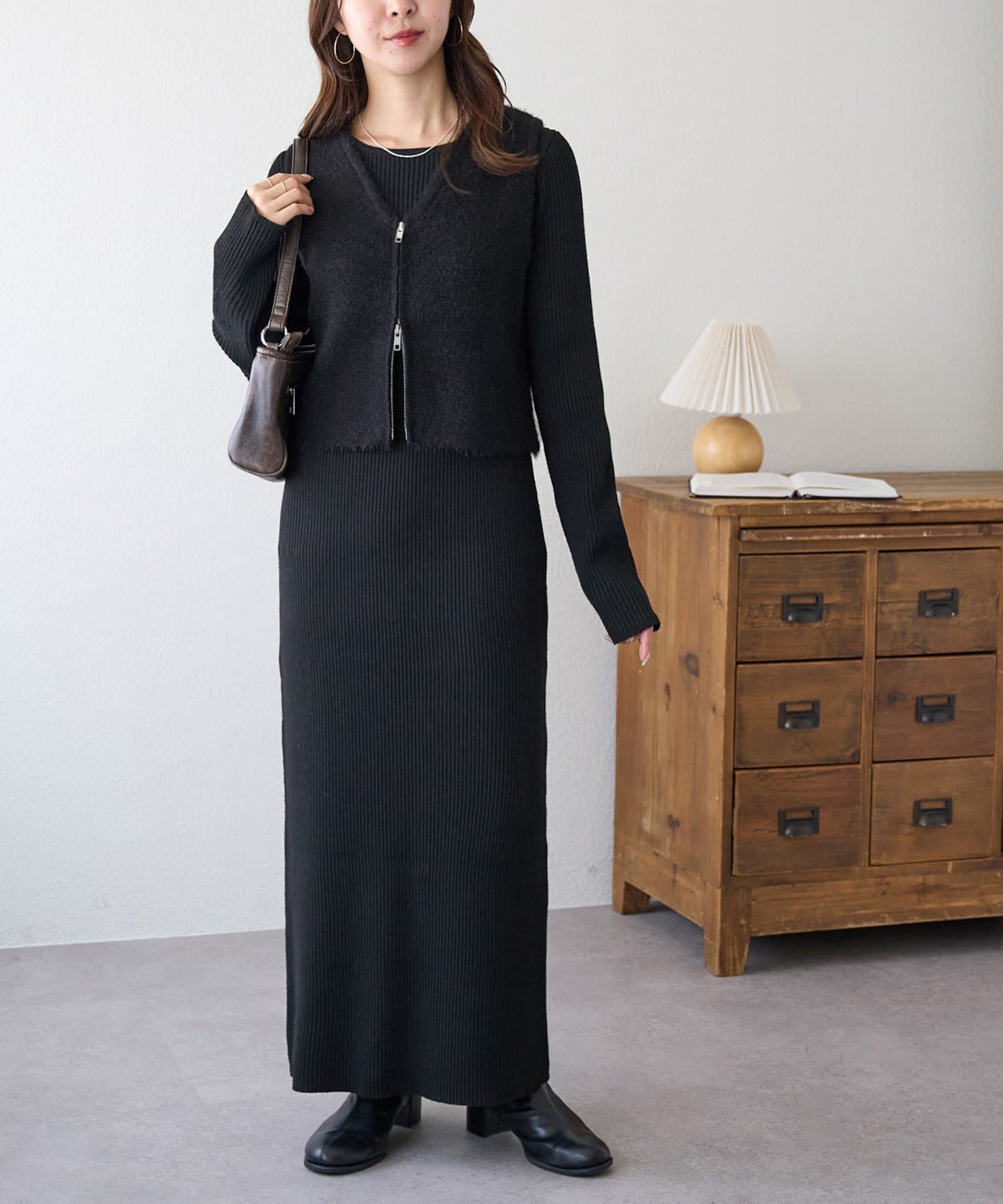 DISCOAT(ディスコート) 12/26(金) 10:00 ～1/5(月) 10:00まで【SELECT HAPPY BAG】ベスト付リブニットワンピース