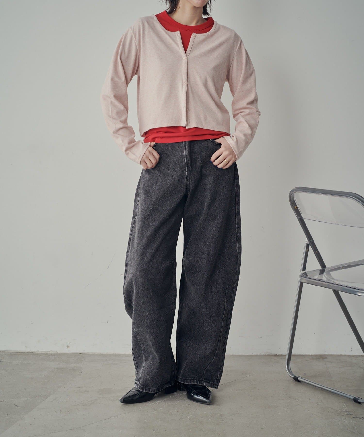 -goocy-(グーシー) スタッズ付きカーブパンツ