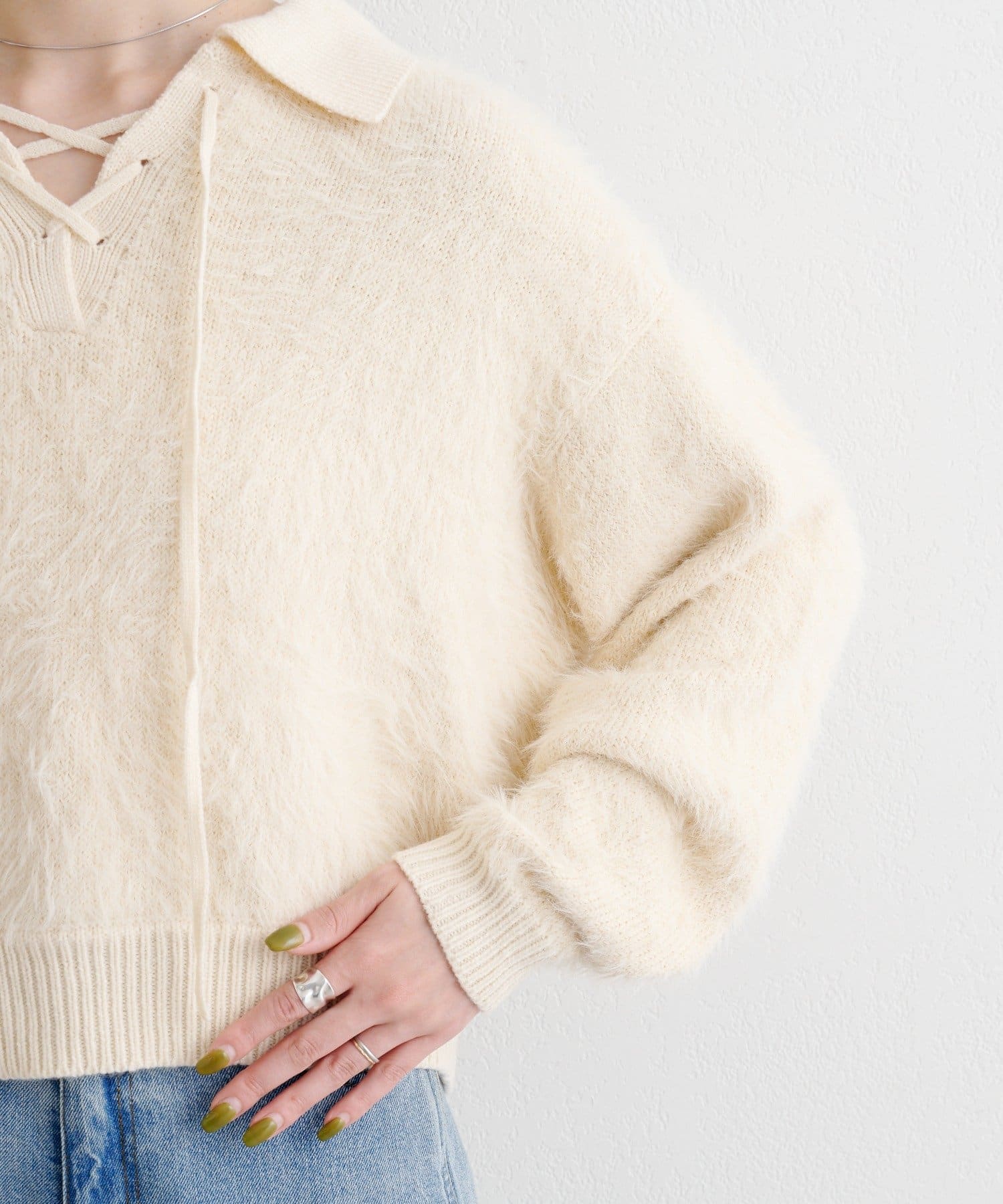 Kastane(カスタネ) B レースアップスキッパーシャギーニット