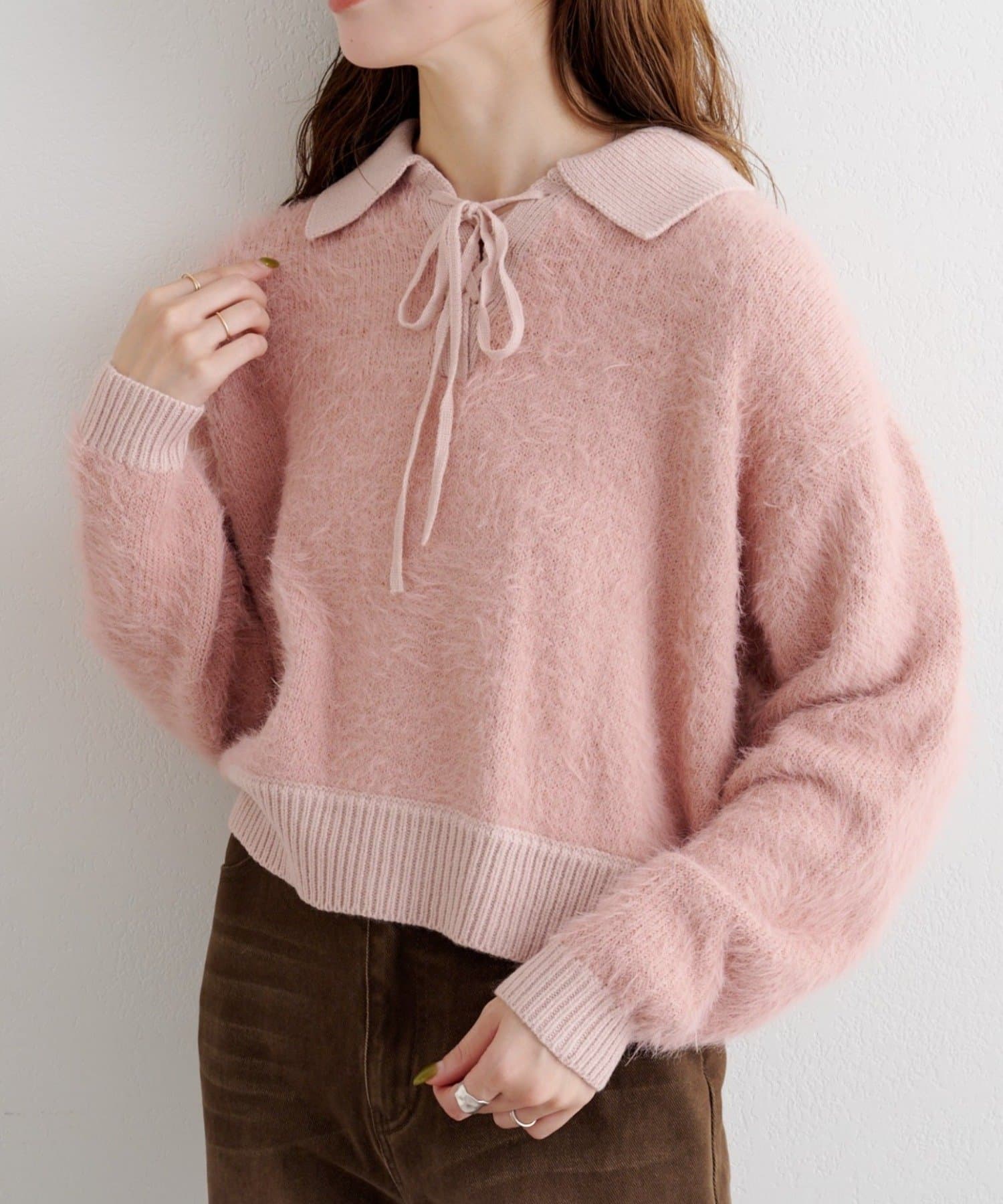 Kastane(カスタネ) B レースアップスキッパーシャギーニット