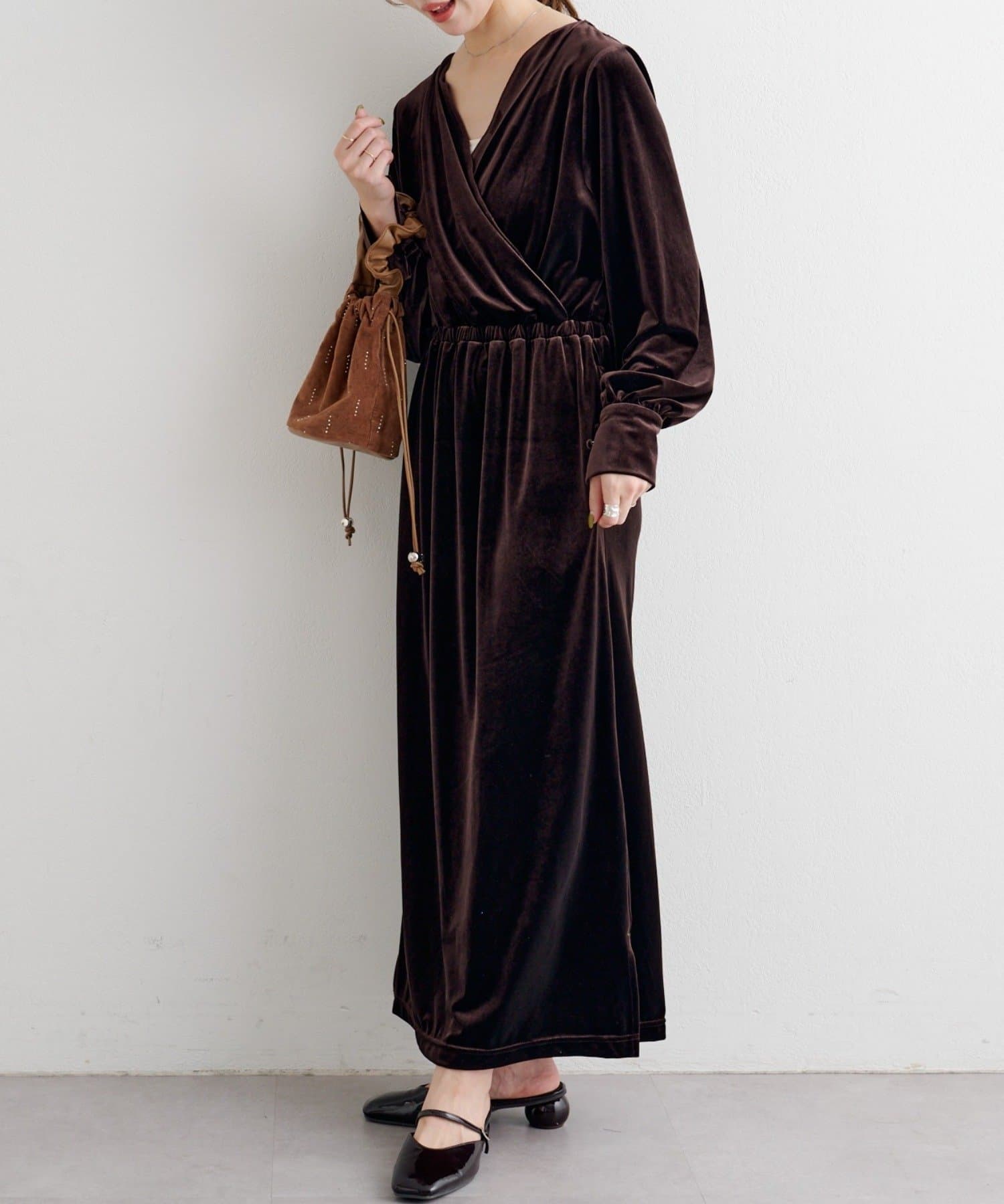 Kastane(カスタネ) 【2サイズ展開】B ベロア2WAYワンピース