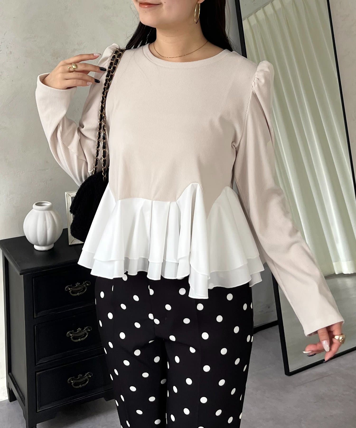 prose verse(プロズヴェール) 裾フリル起毛リブカットトップス