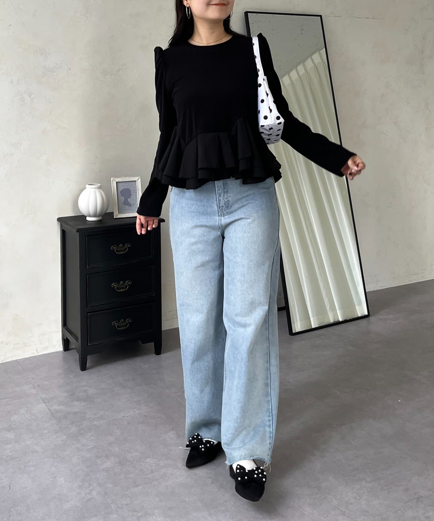 prose verse(プロズヴェール) 裾フリル起毛リブカットトップス