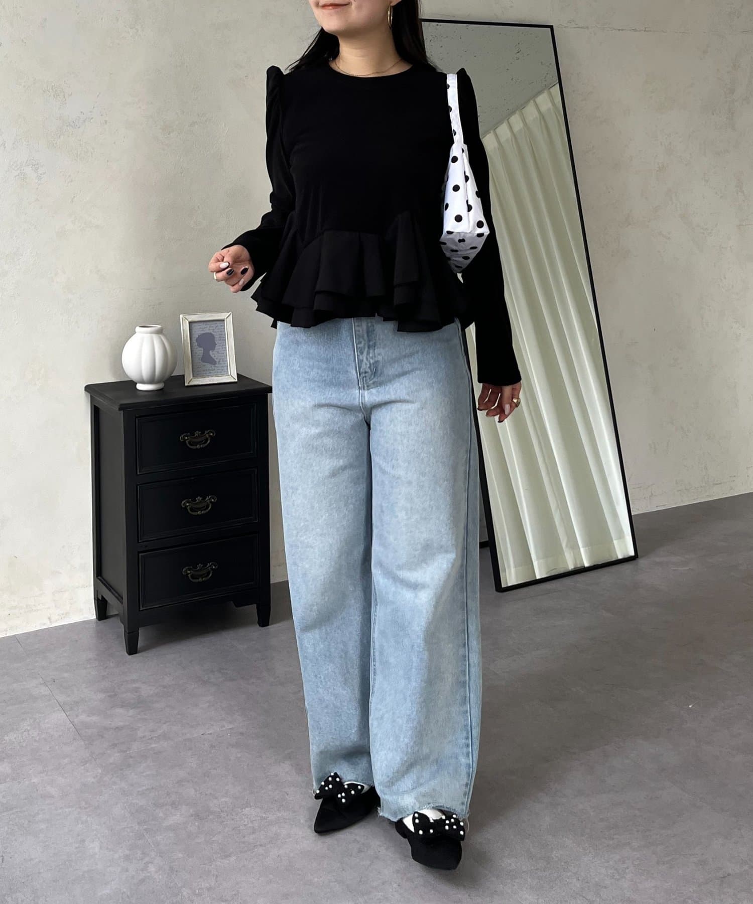 prose verse(プロズヴェール) 裾フリル起毛リブカットトップス