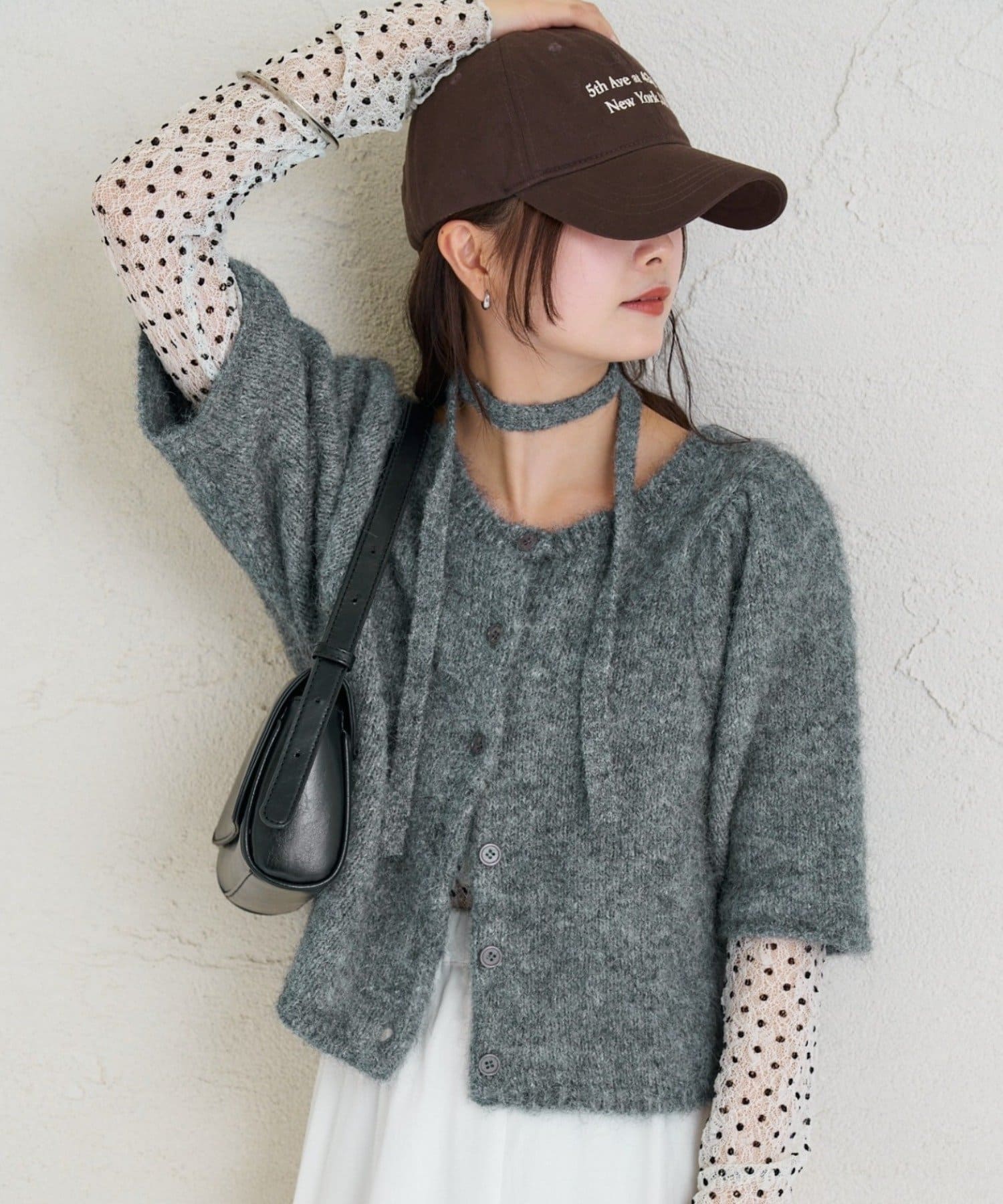 mystic(ミスティック) 《予約10%OFFおすすめアイテム》ふわふわ半袖ニットカーディガン