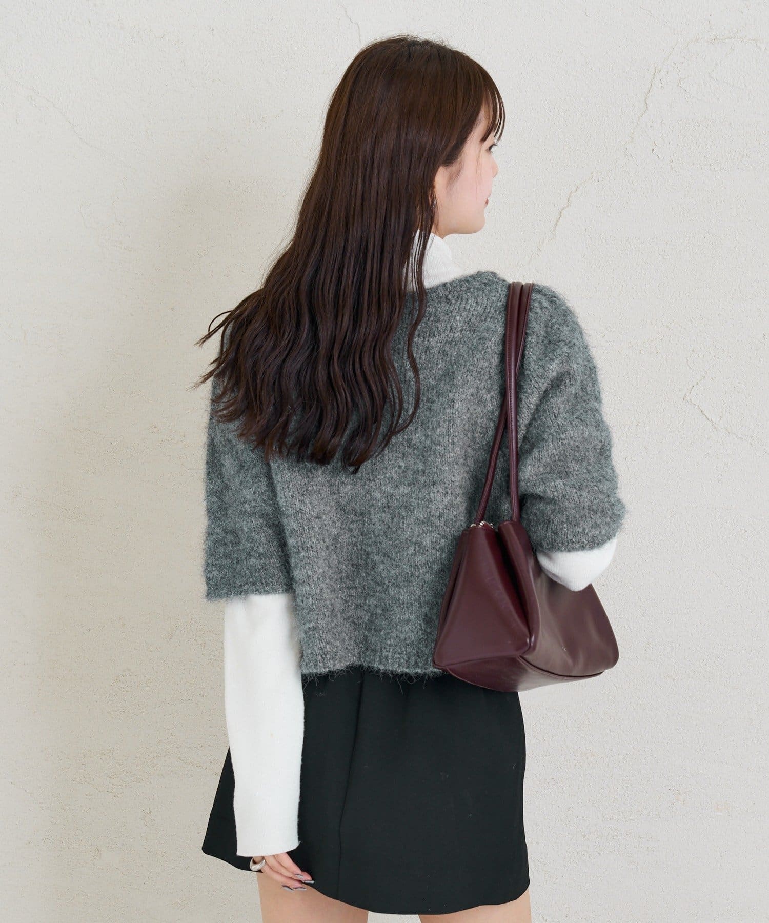 mystic(ミスティック) 《予約10%OFFおすすめアイテム》ふわふわ半袖ニットカーディガン