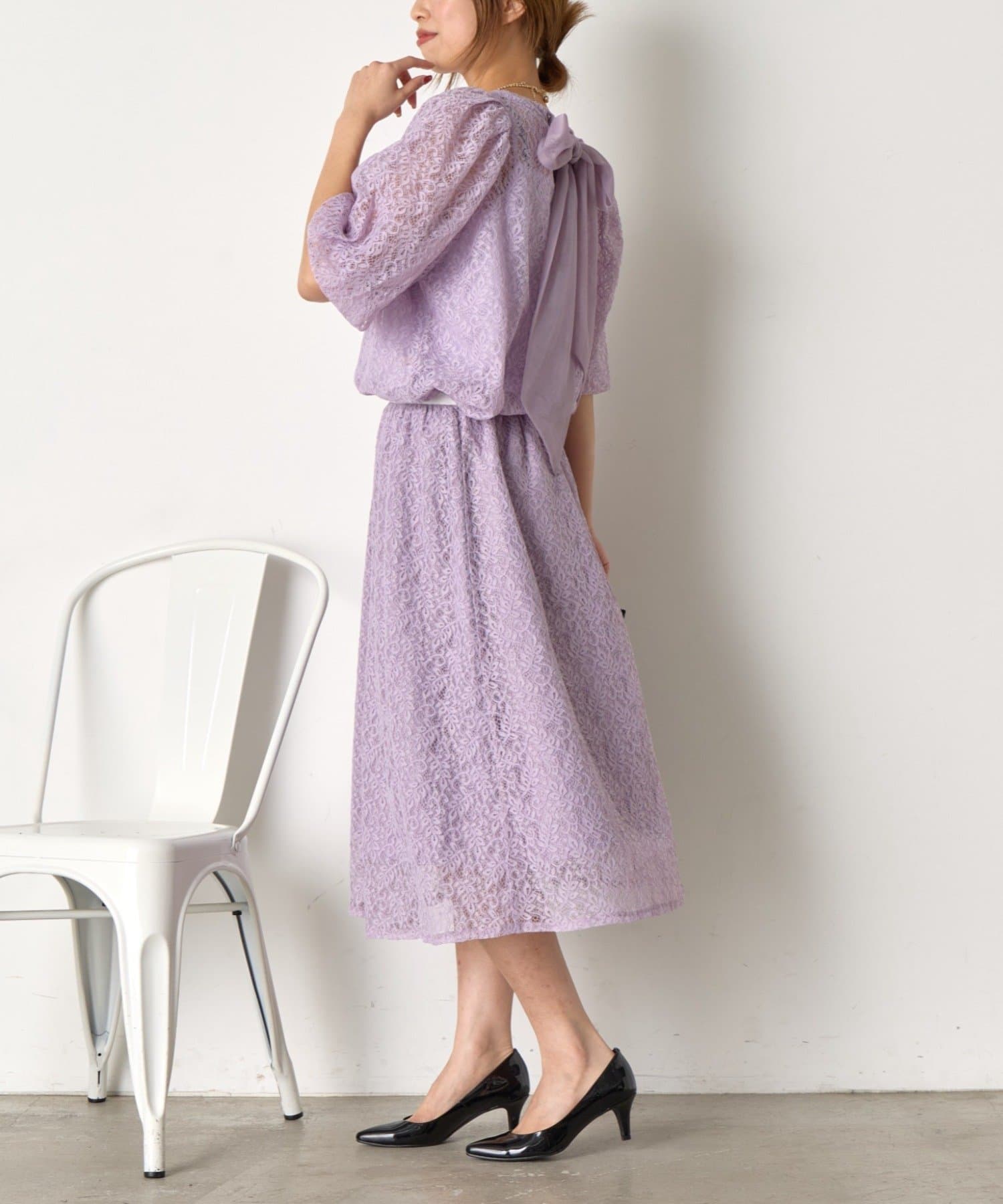 Jena　espace merveilleux(ジェナ　エスパスメルヴェイユ) 【さわ企画】【WEB限定】レースリボンタイセットアップ