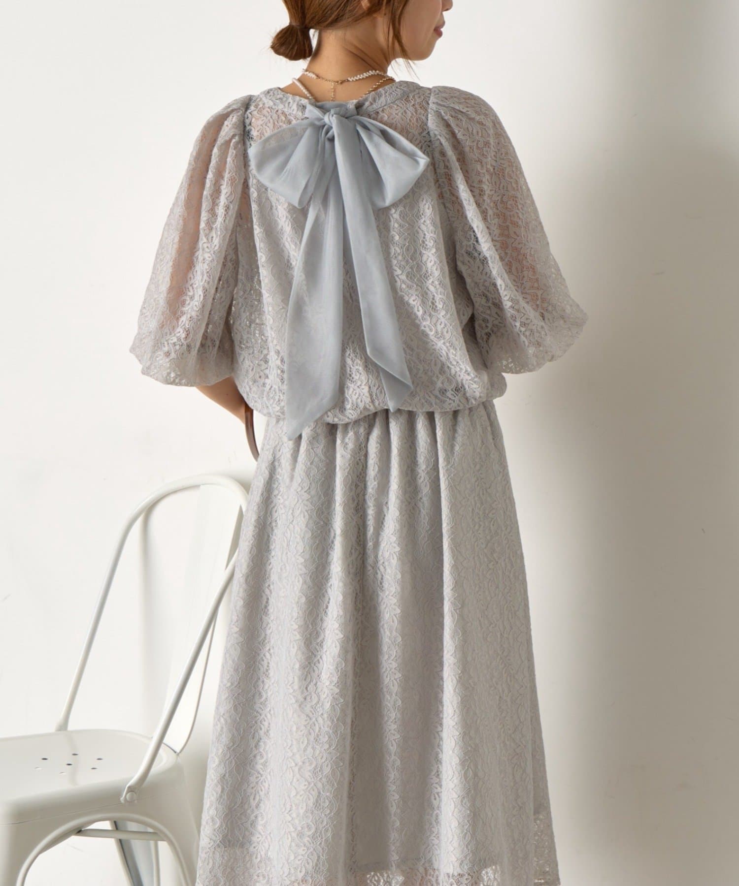 Jena　espace merveilleux(ジェナ　エスパスメルヴェイユ) 【さわ企画】【WEB限定】レースリボンタイセットアップ