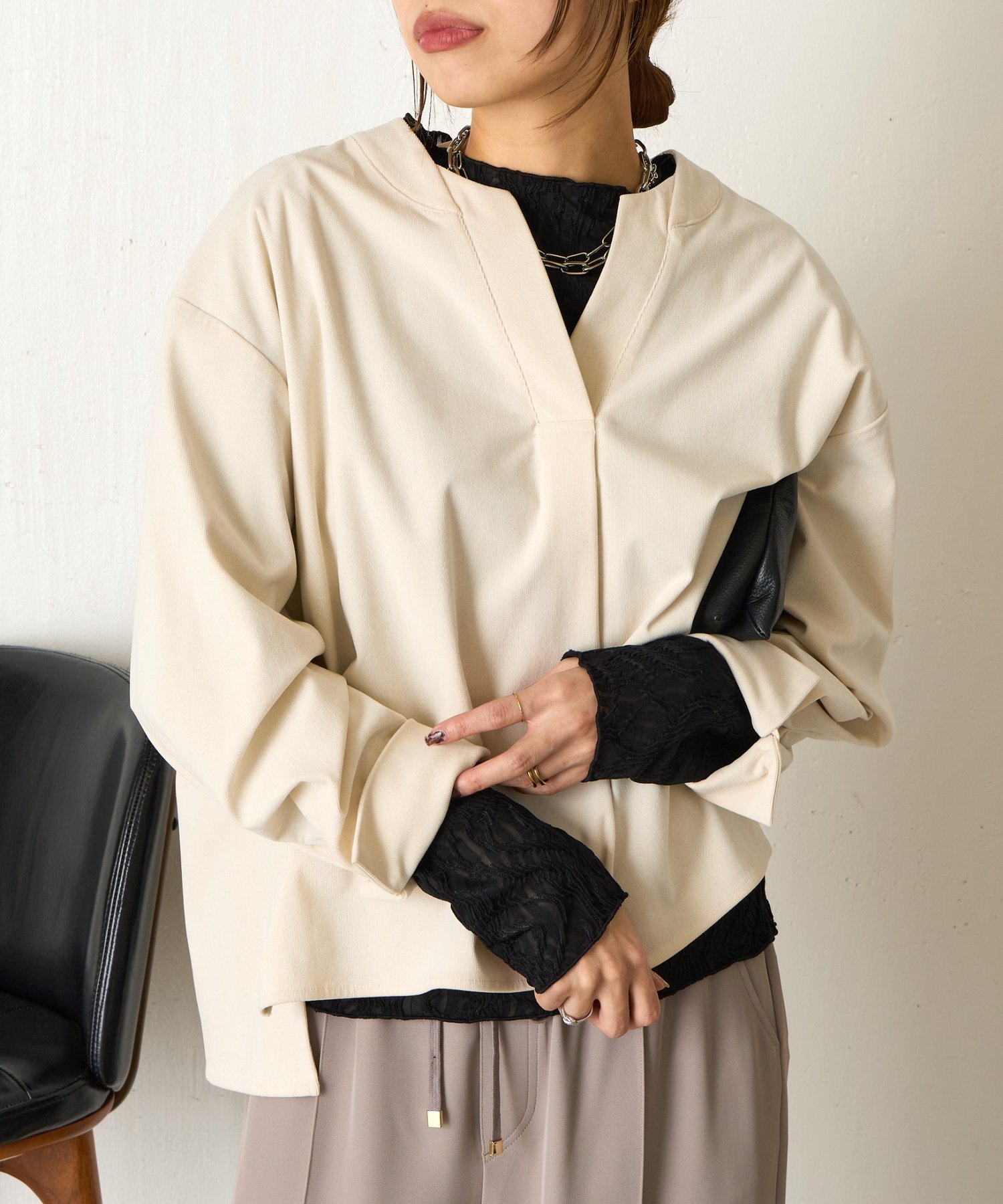 Jena　espace merveilleux(ジェナ　エスパスメルヴェイユ) ウェーブジャガードプルオーバー