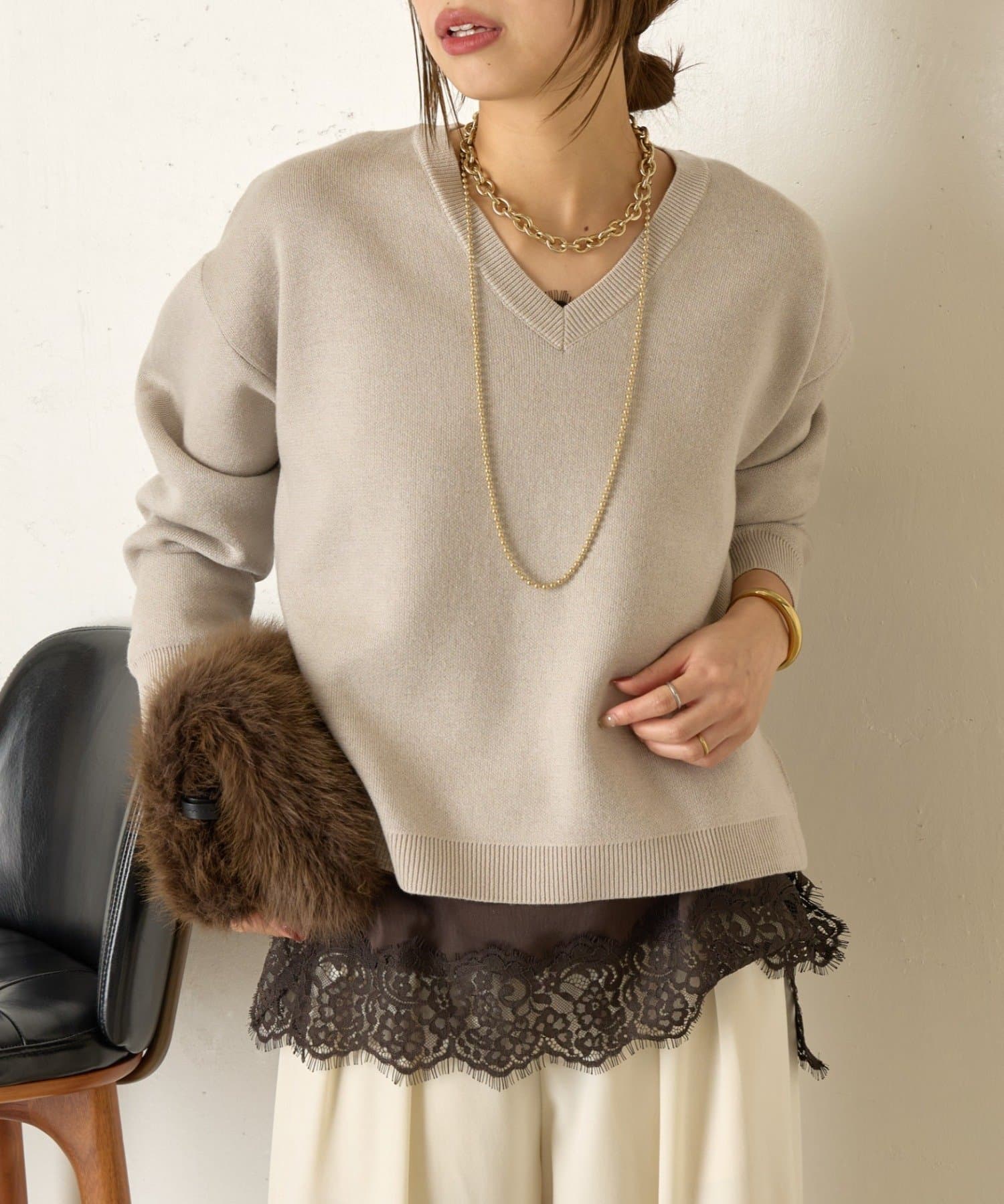 Jena　espace merveilleux(ジェナ　エスパスメルヴェイユ) WフェイスVニット