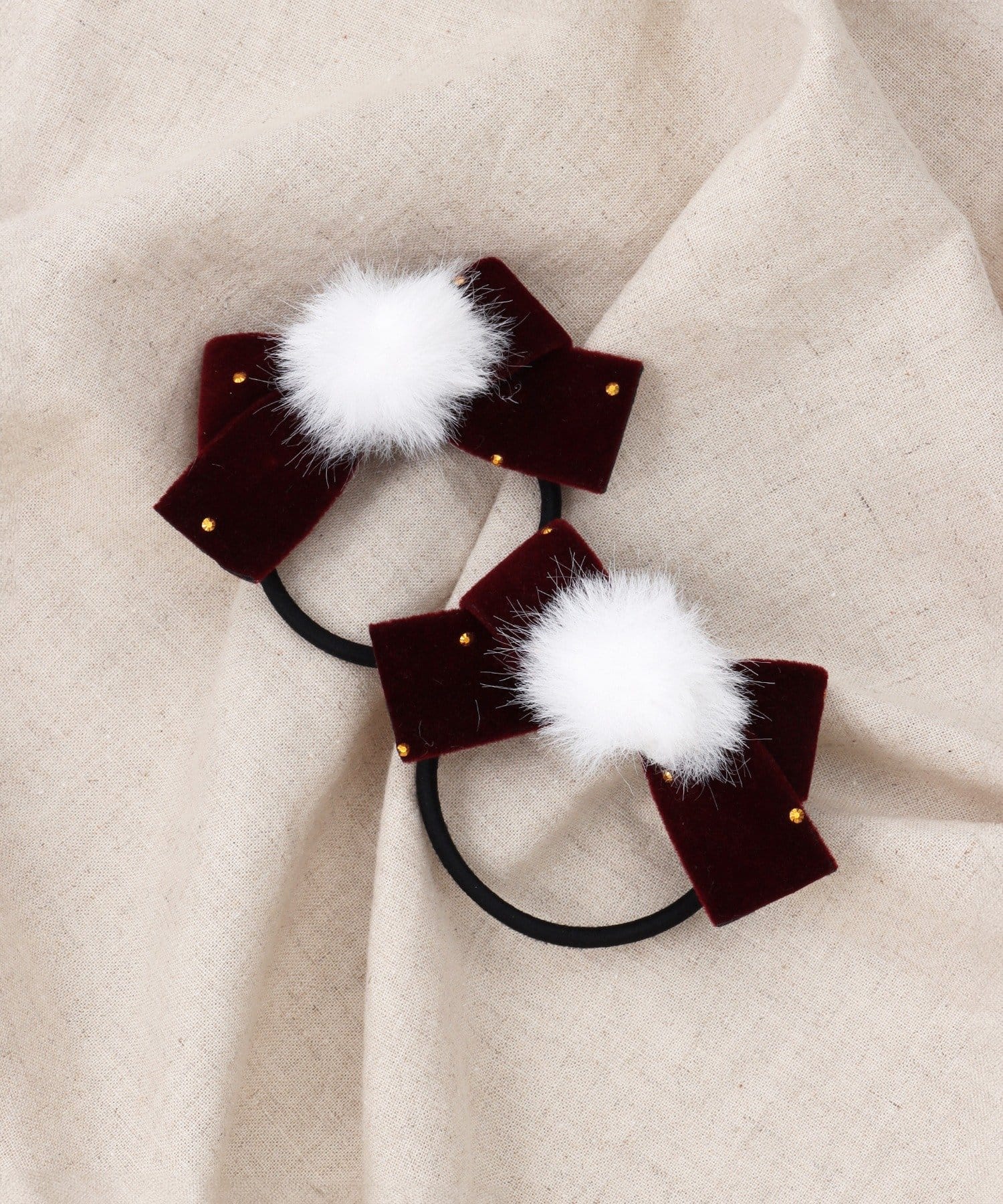 3COINS(スリーコインズ) フェイクファーベロアリボンポニー2個セット／KIDS