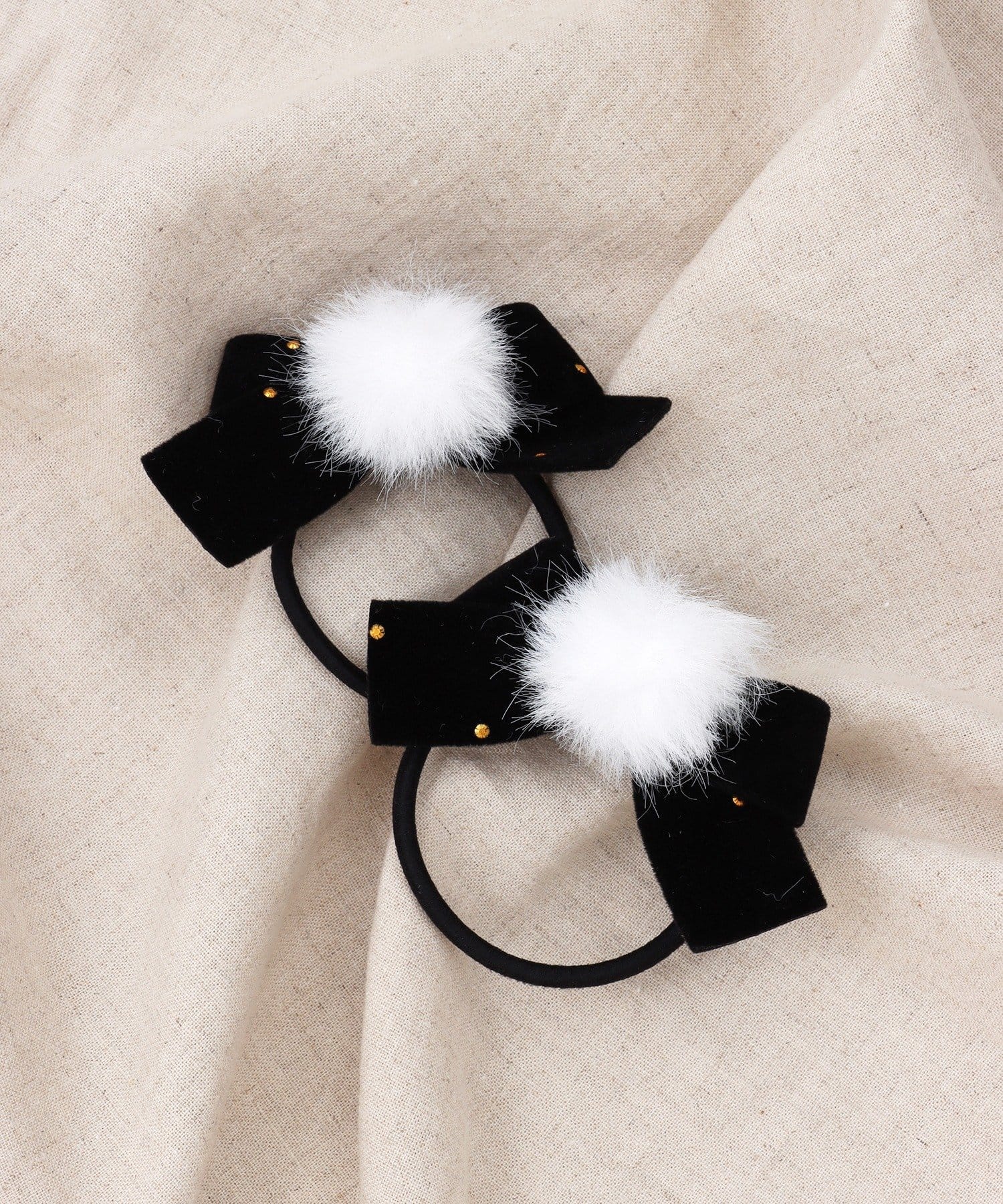 3COINS(スリーコインズ) フェイクファーベロアリボンポニー2個セット／KIDS